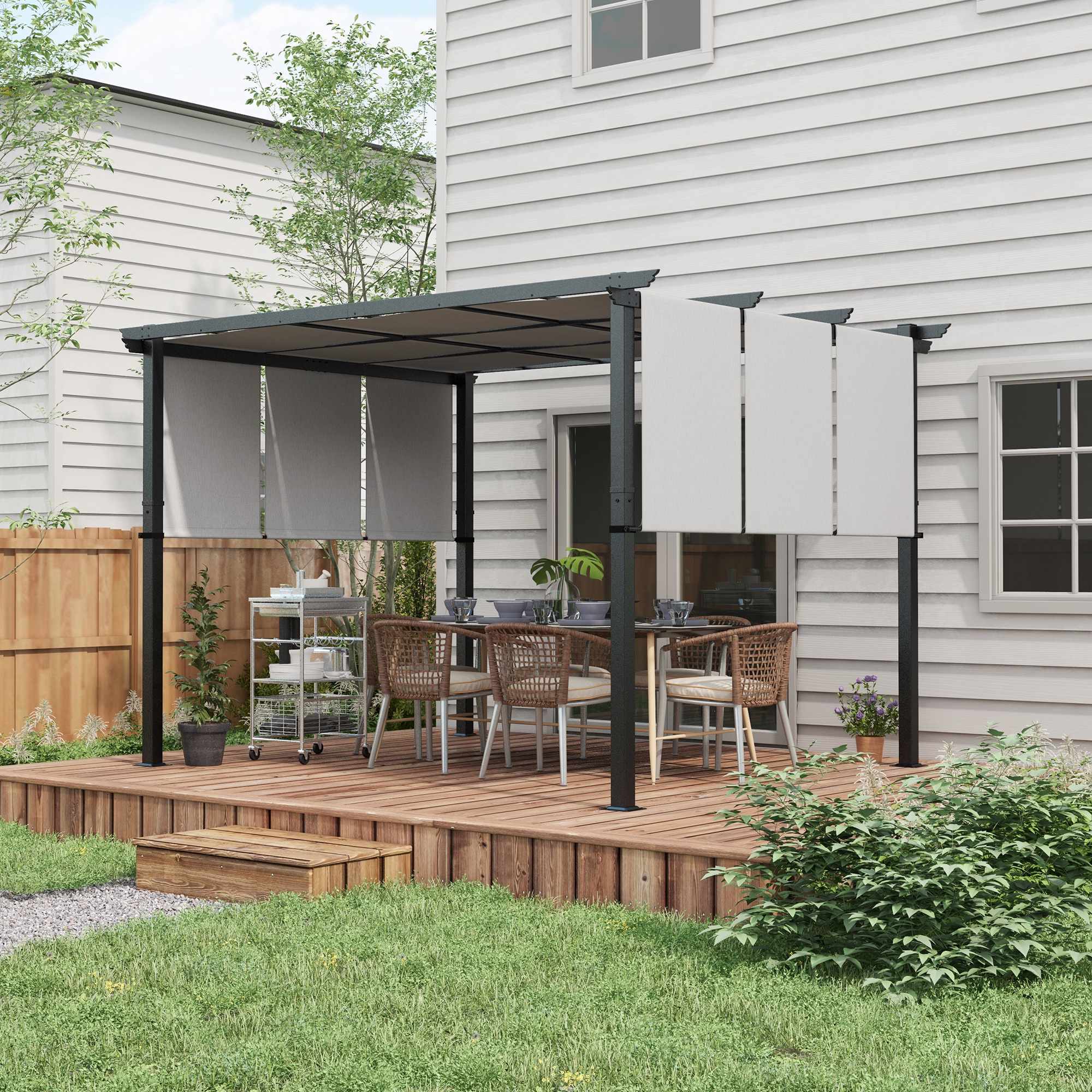 Utdragbar pergola 3x3,5m, stålram, UV-skydd