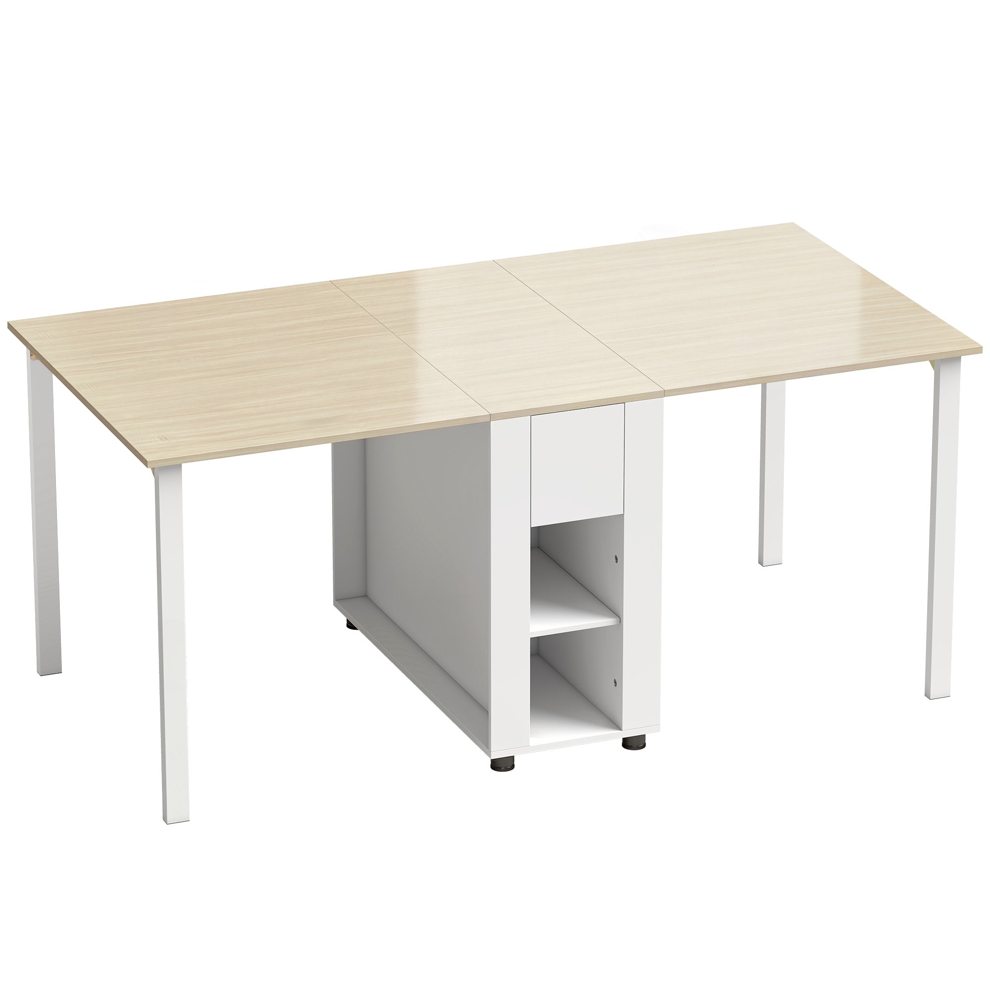 Utdragbart matbord för 6 personer, 168 cm med lådor och hyllor