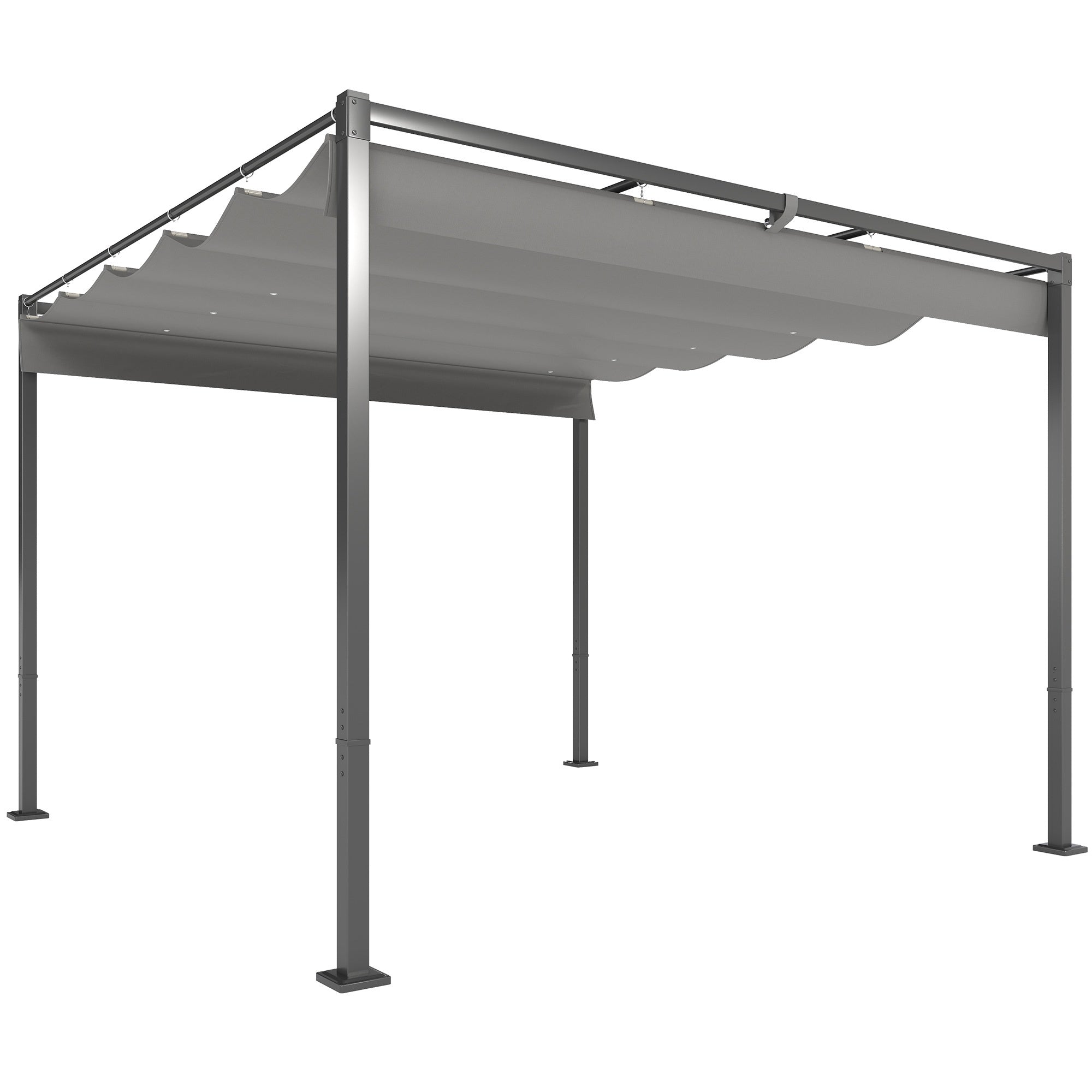 Utdragbar trädgårdspergola med tak, 3x3m, grå