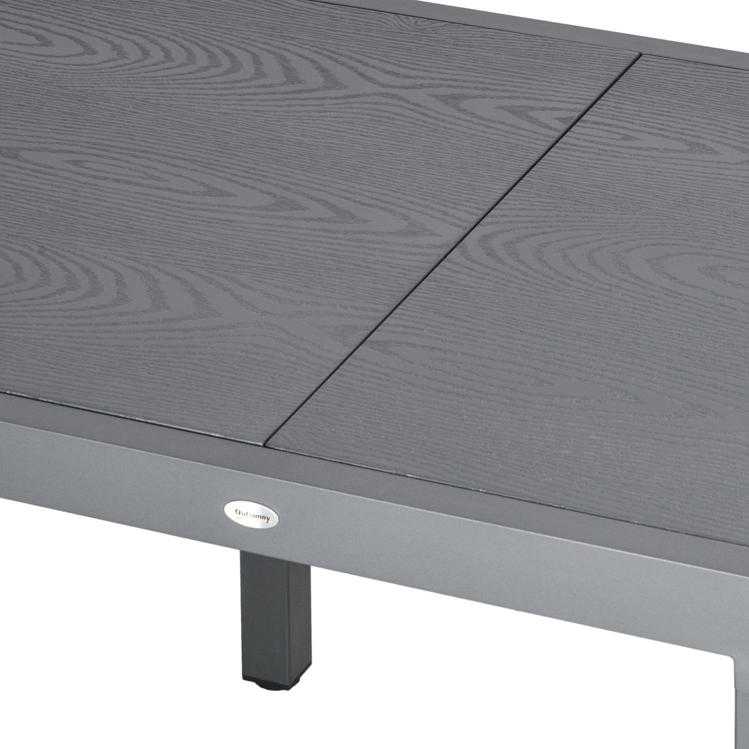 Utdragbart uteplatsbord, trälook, 6 stolar, stål