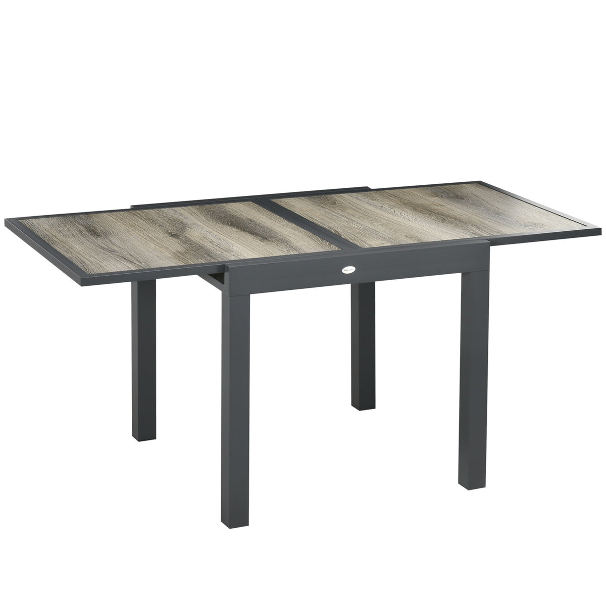 Tavolo da pranzo da esterno allungabile in alluminio – effetto legno, beige/grigio