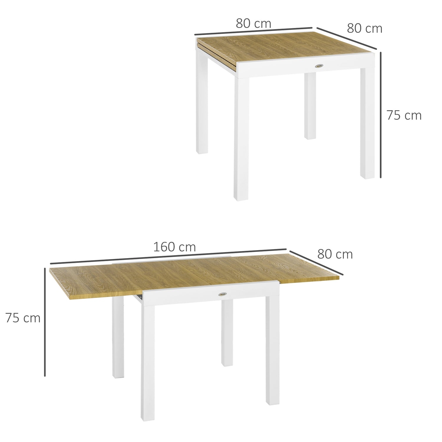 Utdragbart uteplatsmatbord, trälook, passar 6, vit