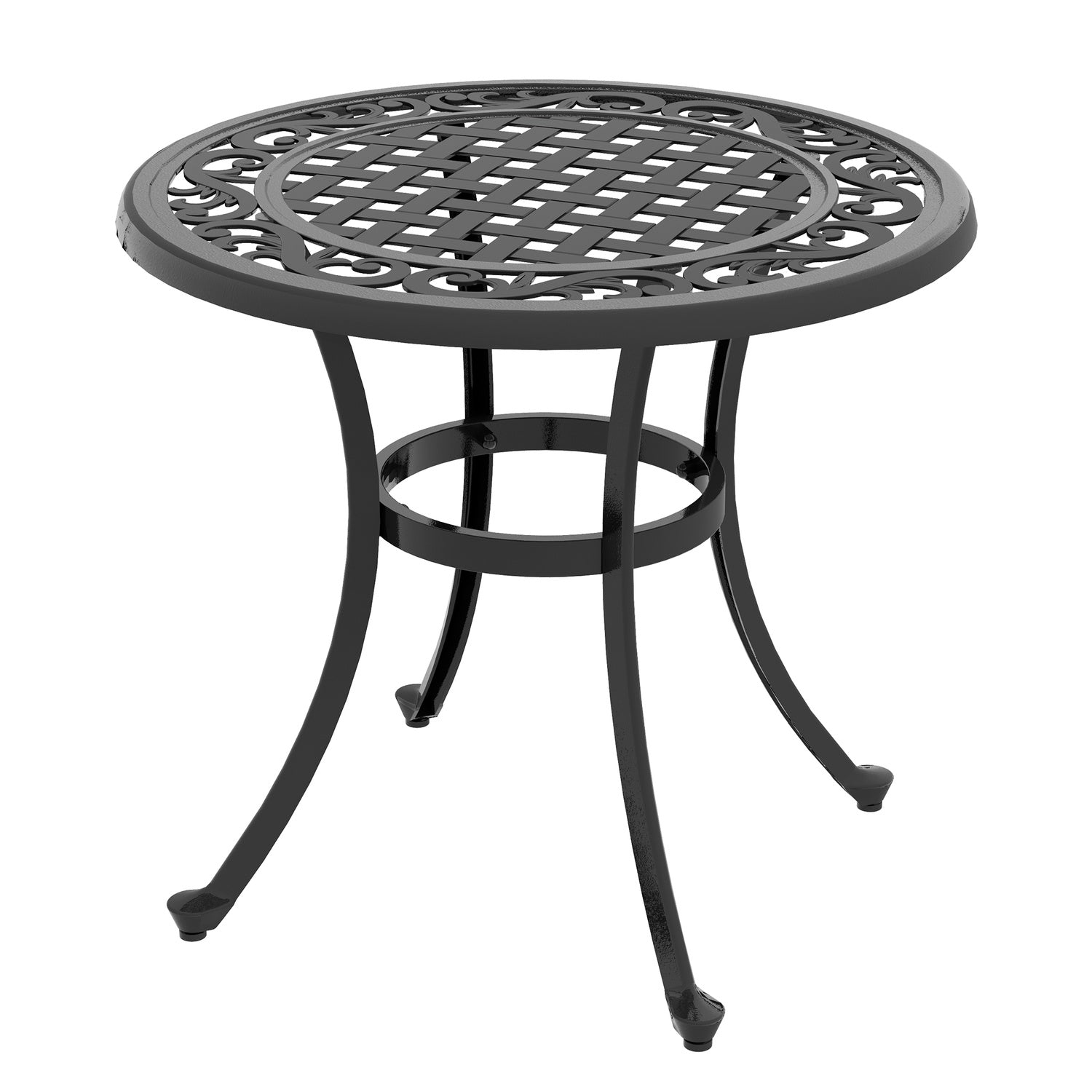Uteplatsbord i svart aluminium, 60x60x53 cm, 50 kg kapacitet