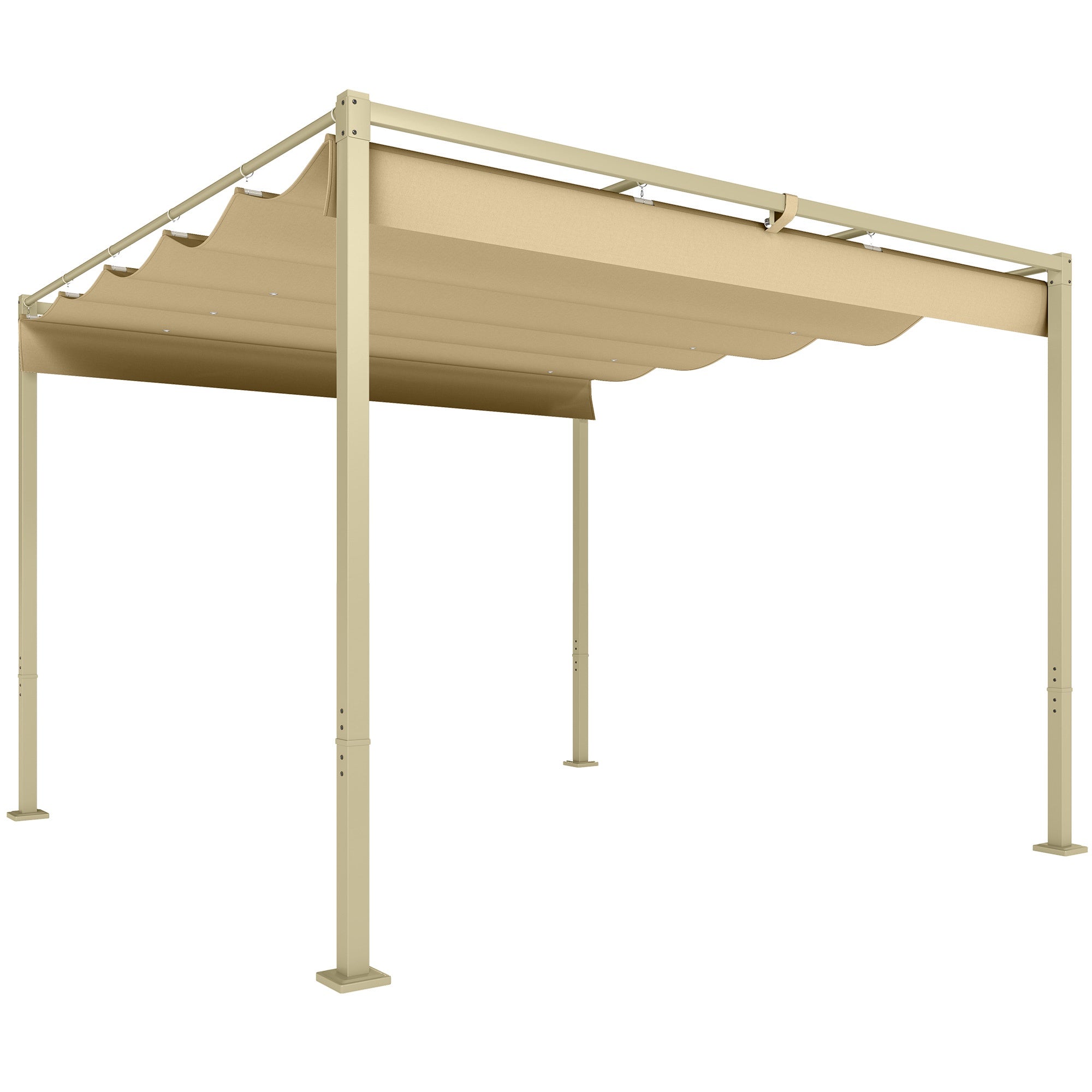 Utfällbar trädgårdspergola, 3x3m, kaki, UPF30+ tak
