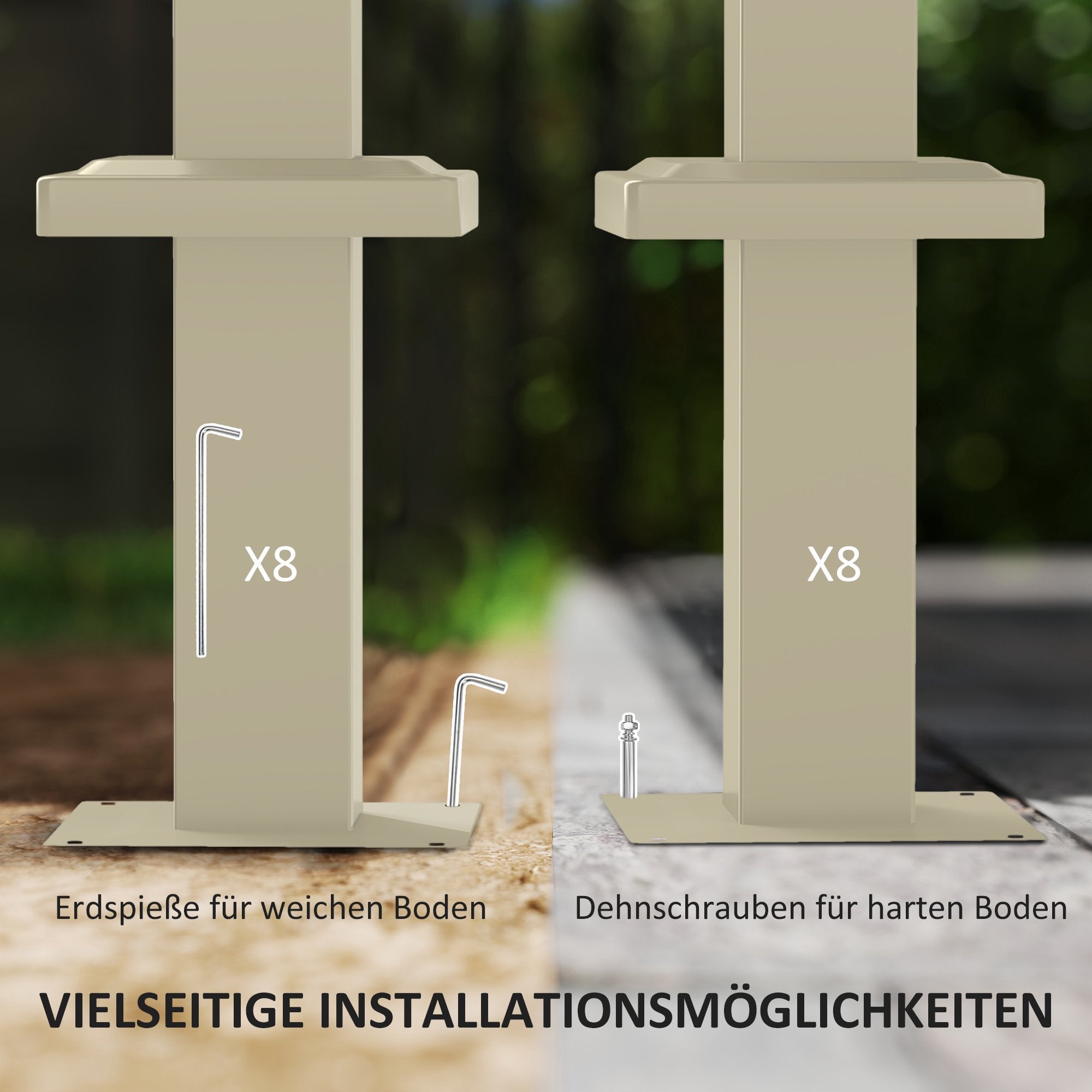 Utfällbar trädgårdspergola, 3x3m, kaki, UPF30+ tak