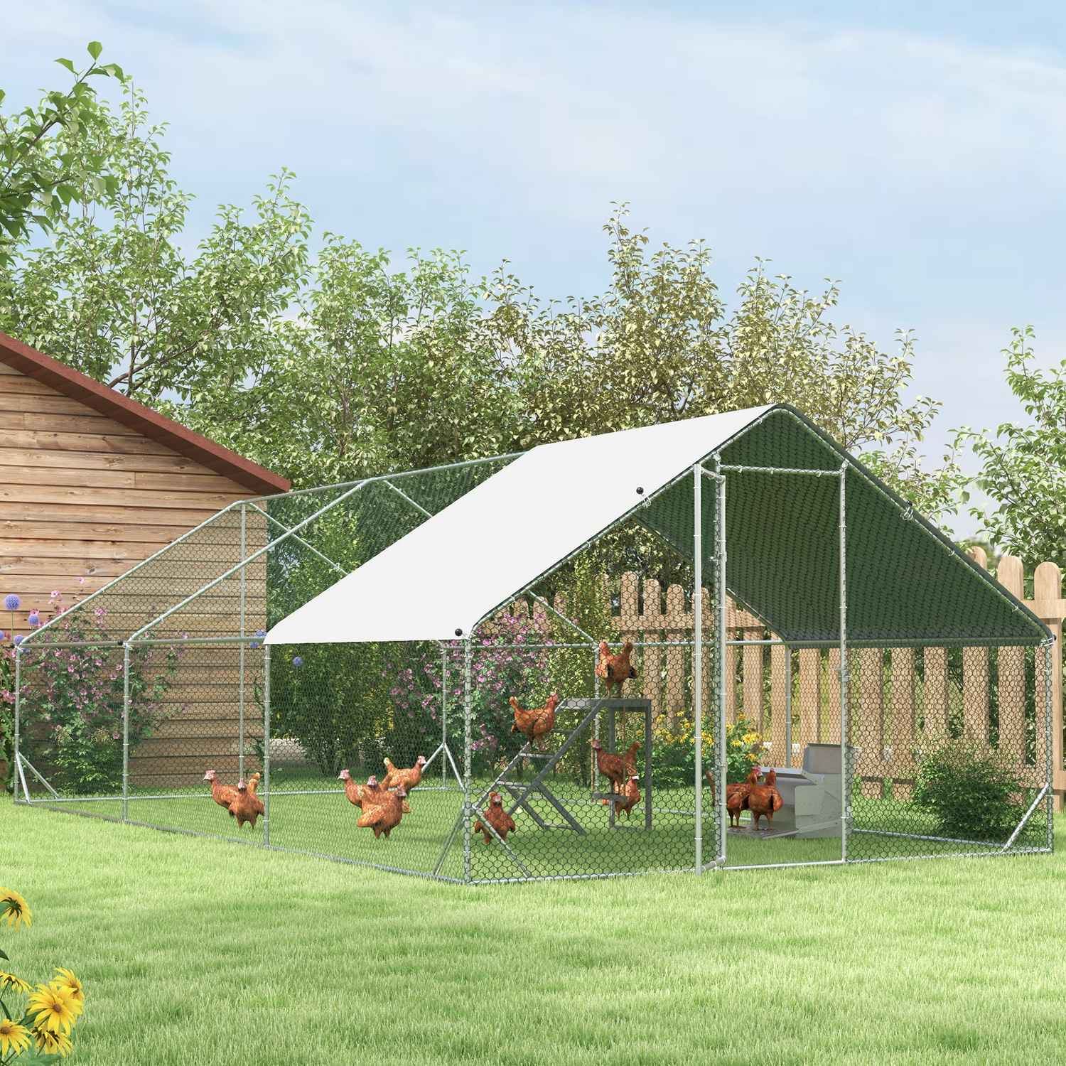 Utomhus XXL hönshus, 3x6x2m, rymmer 12-18 fåglar