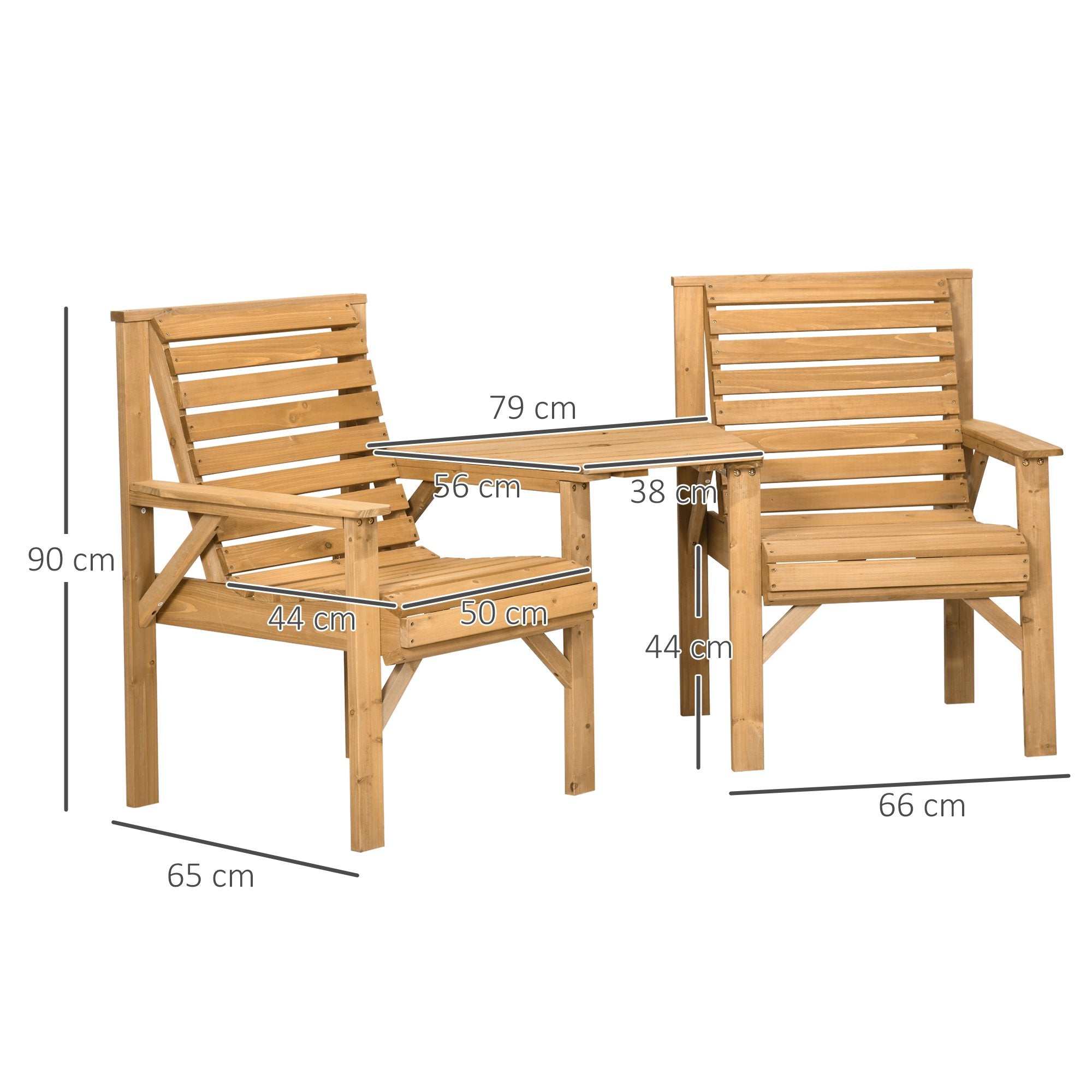 Utomhus balkongmöbler – 2-sits med bord, furu