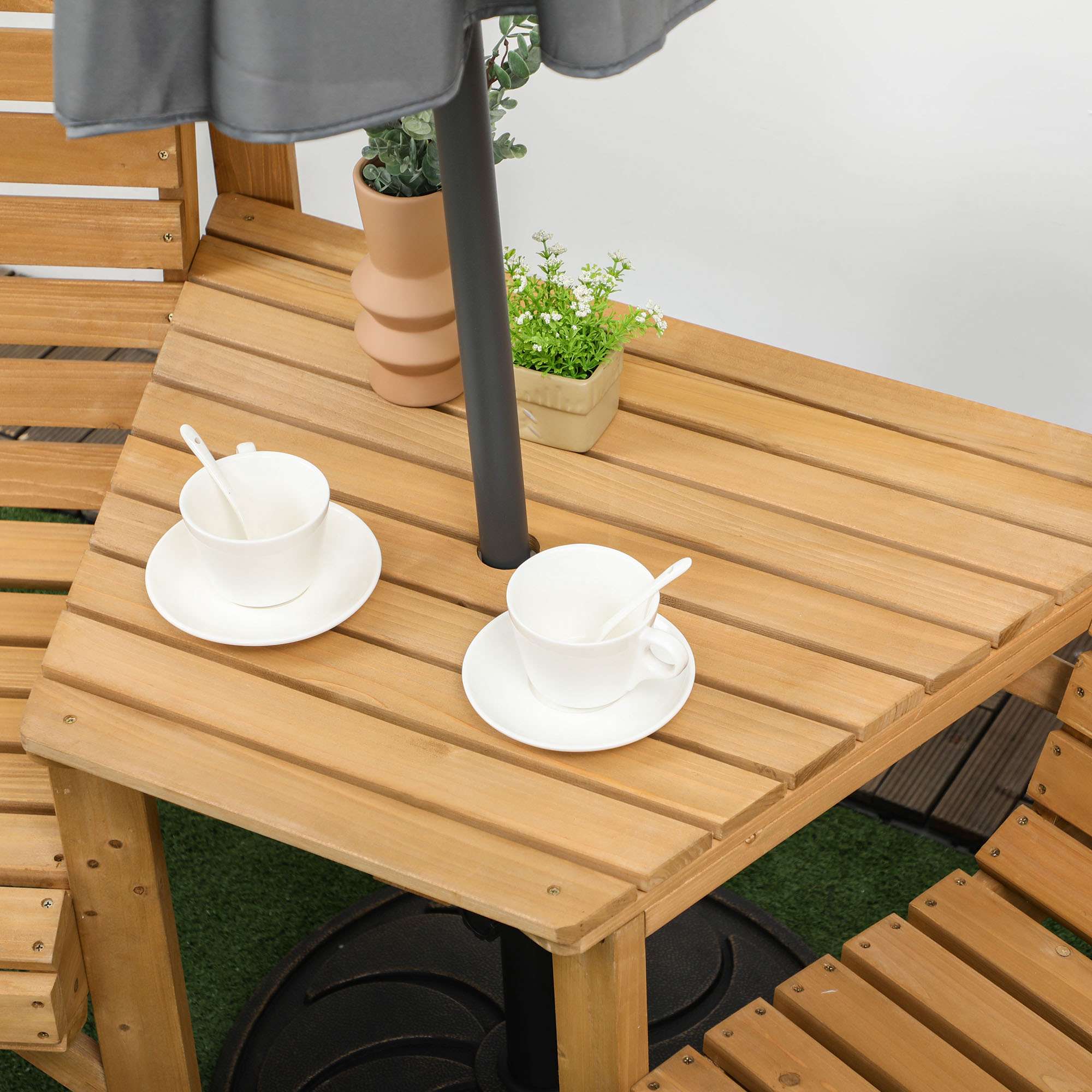 Utomhus balkongmöbler – 2-sits med bord, furu