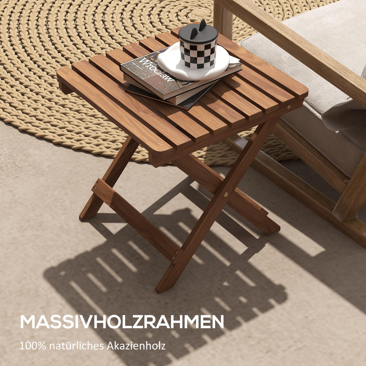 Utomhusfällbara sidobord i teak, Set om 2 – 45x45x45 cm