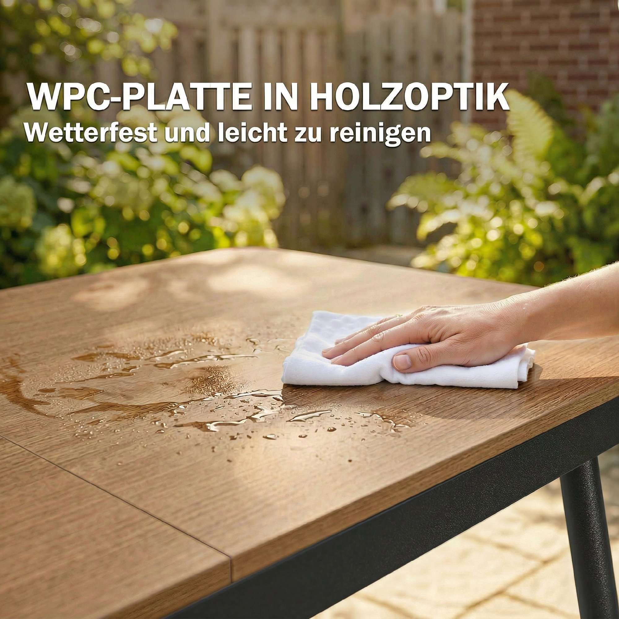 Utomhusmatbord 140x80 cm, 6 platser, teak WPC-skiva