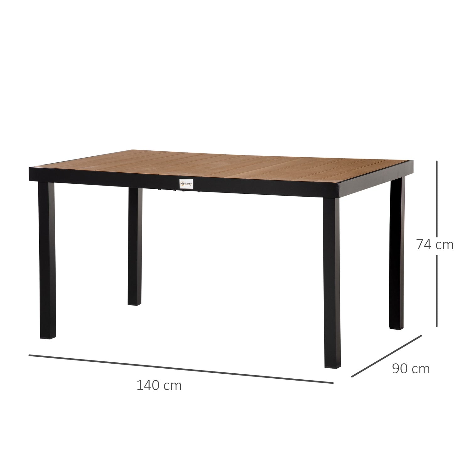 Utomhusmatbord för 6 – lättskött aluminium, 140x90x74 cm