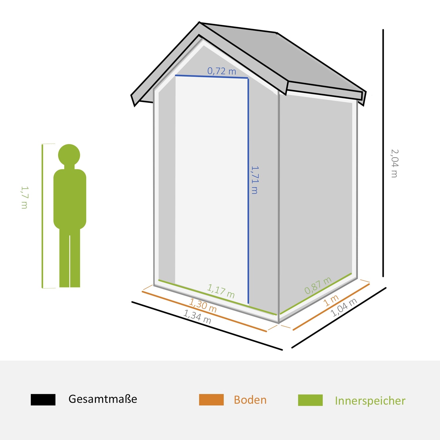 Utomhusredskapsbod i metall med ventilationsfönster, 134 x 104 x 204 cm