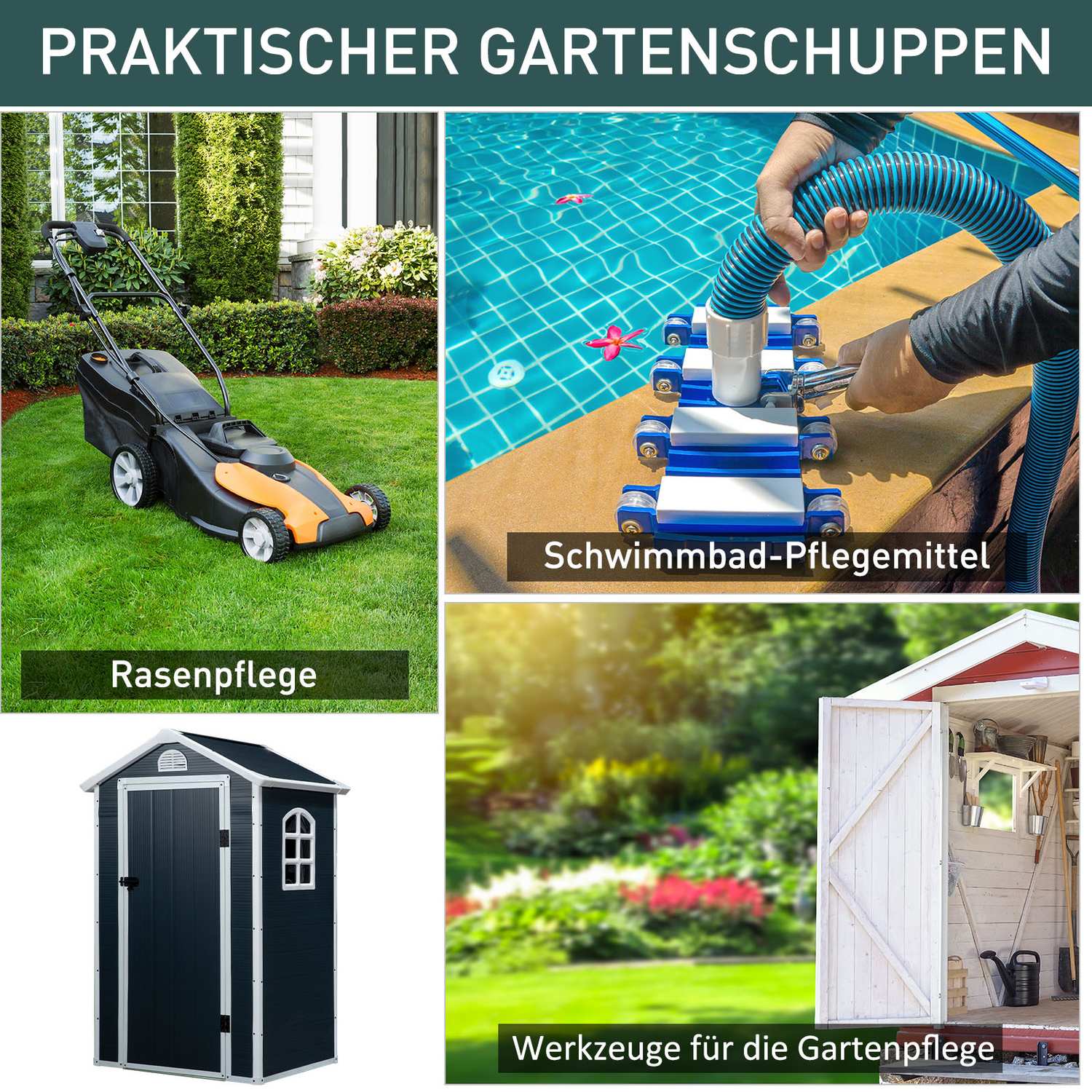Utomhusredskapsbod i metall med ventilationsfönster, 134 x 104 x 204 cm