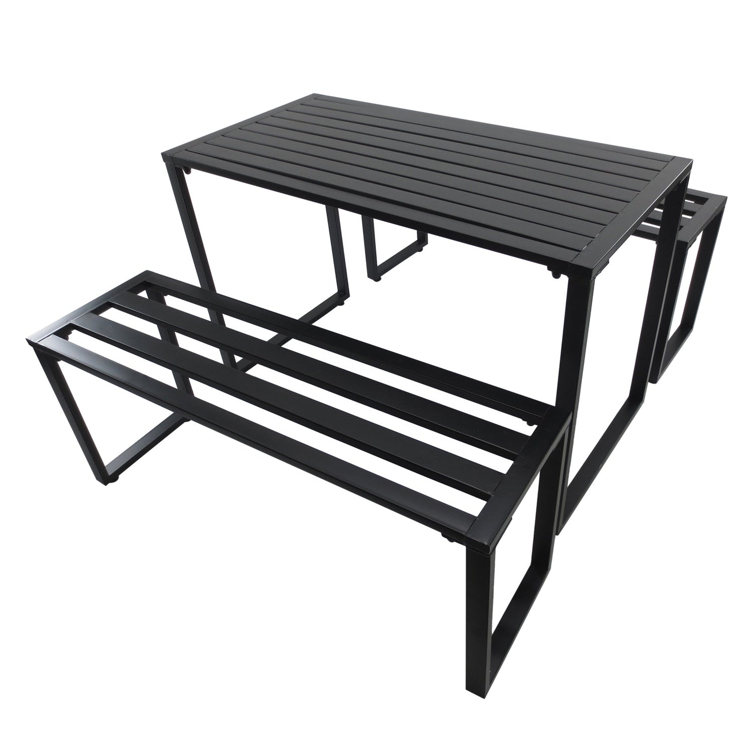 Utomhussittgrupp i metall, 3-delat set, svart finish