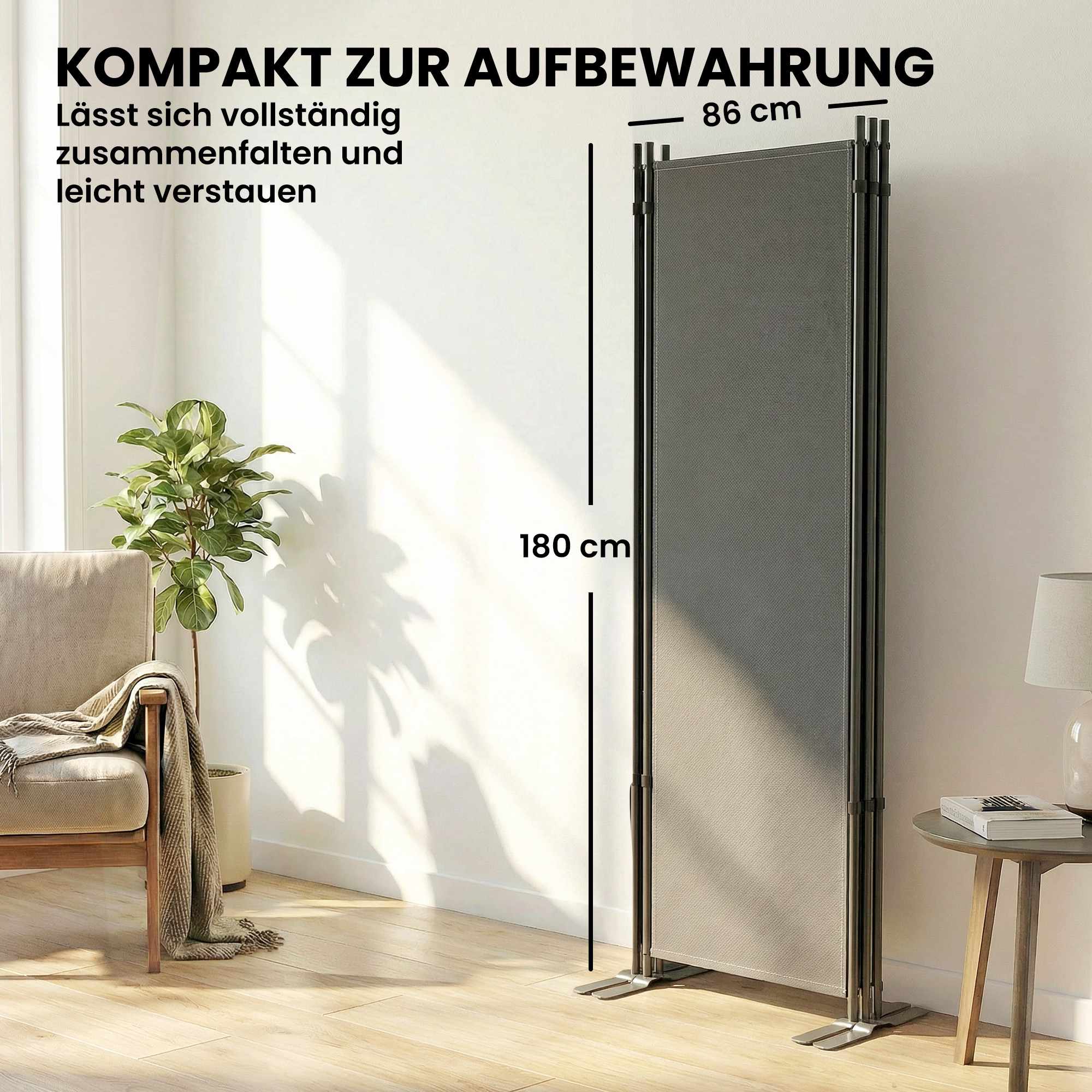 Utomhusskärm, 3-panels metall, mörkgrå, UV 30+