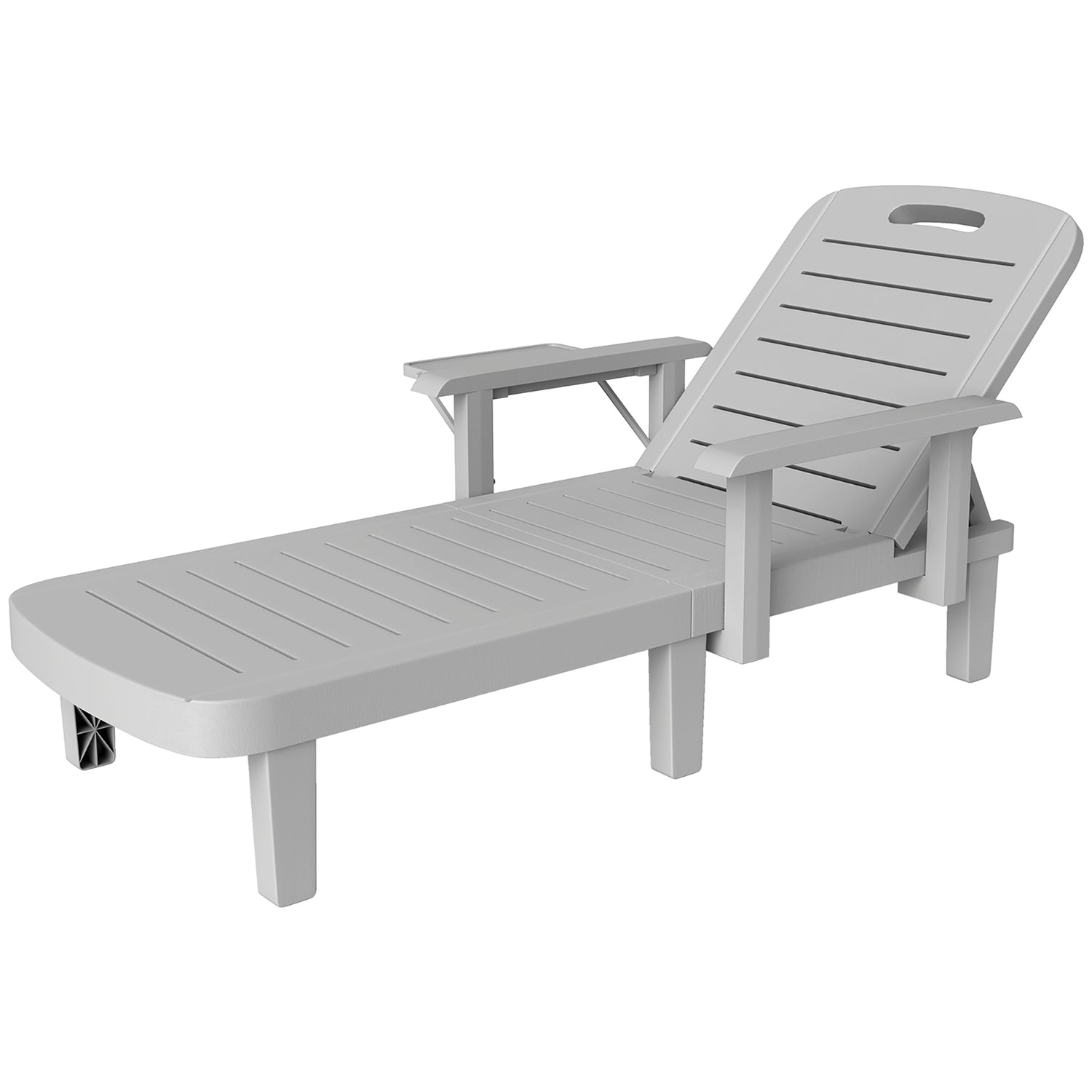 Utomhus solstolsset, trälook, justerbar i 5 positioner