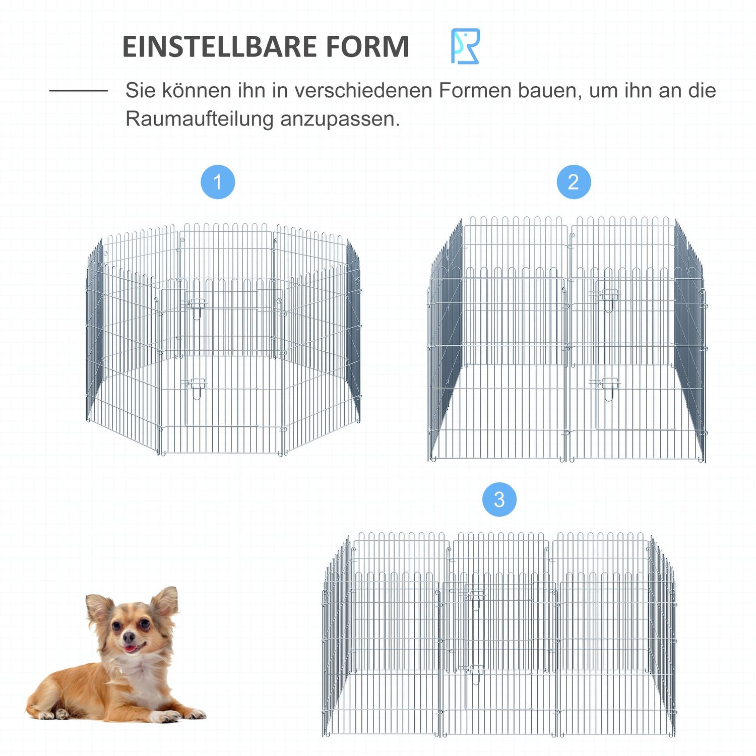 Utomhusvalplekhage, 8-panel, Säker & Stabil, 63x91 cm