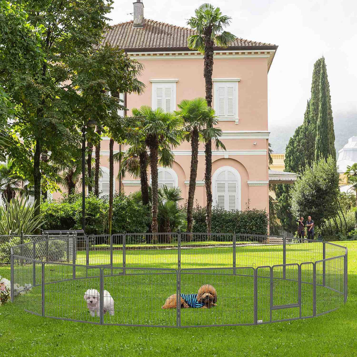 Parc à chiot d'extérieur, acier, 16 segments, 2 portes, 60 cm de haut