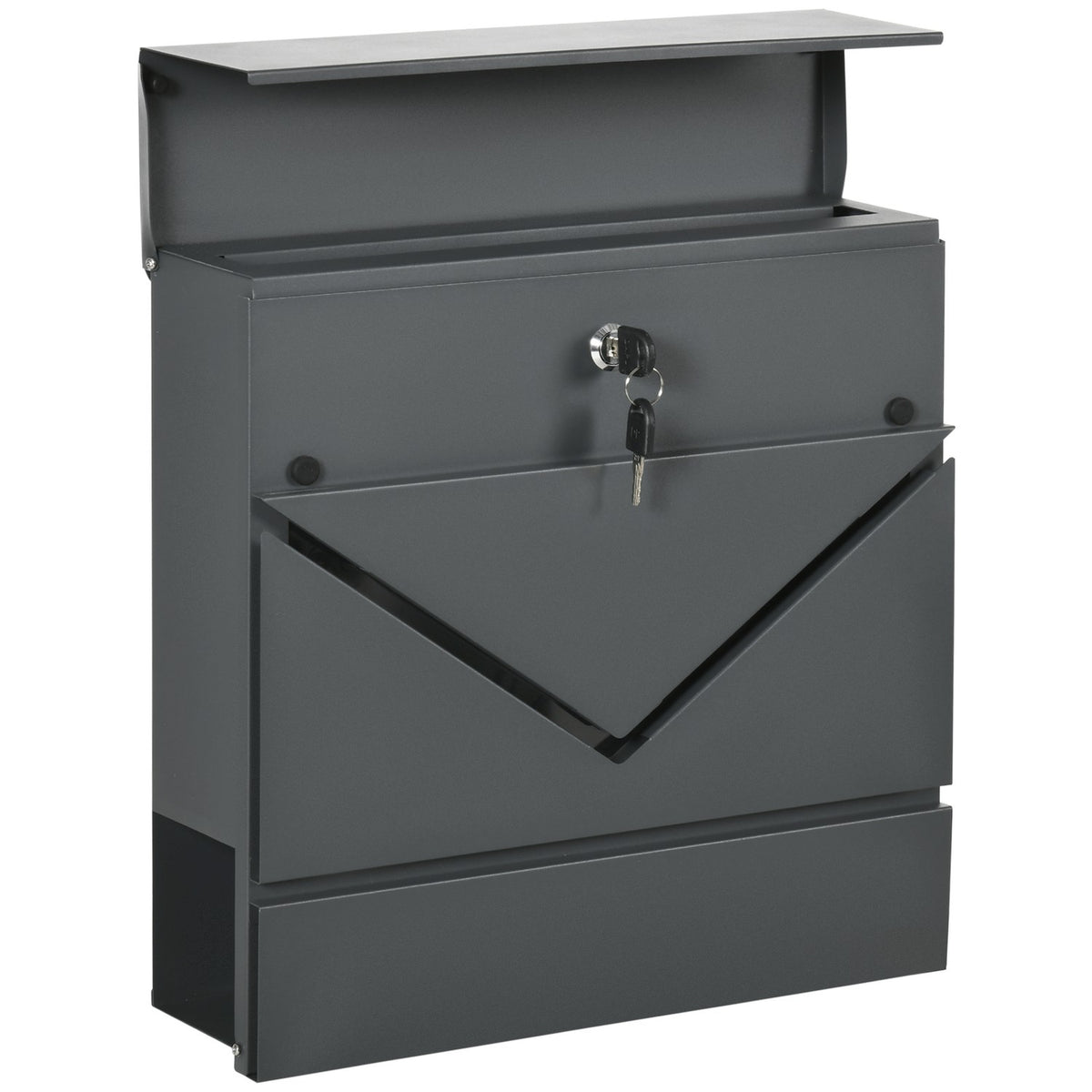Boîte aux lettres murale d'extérieur avec serrure – acier galvanisé, gris foncé