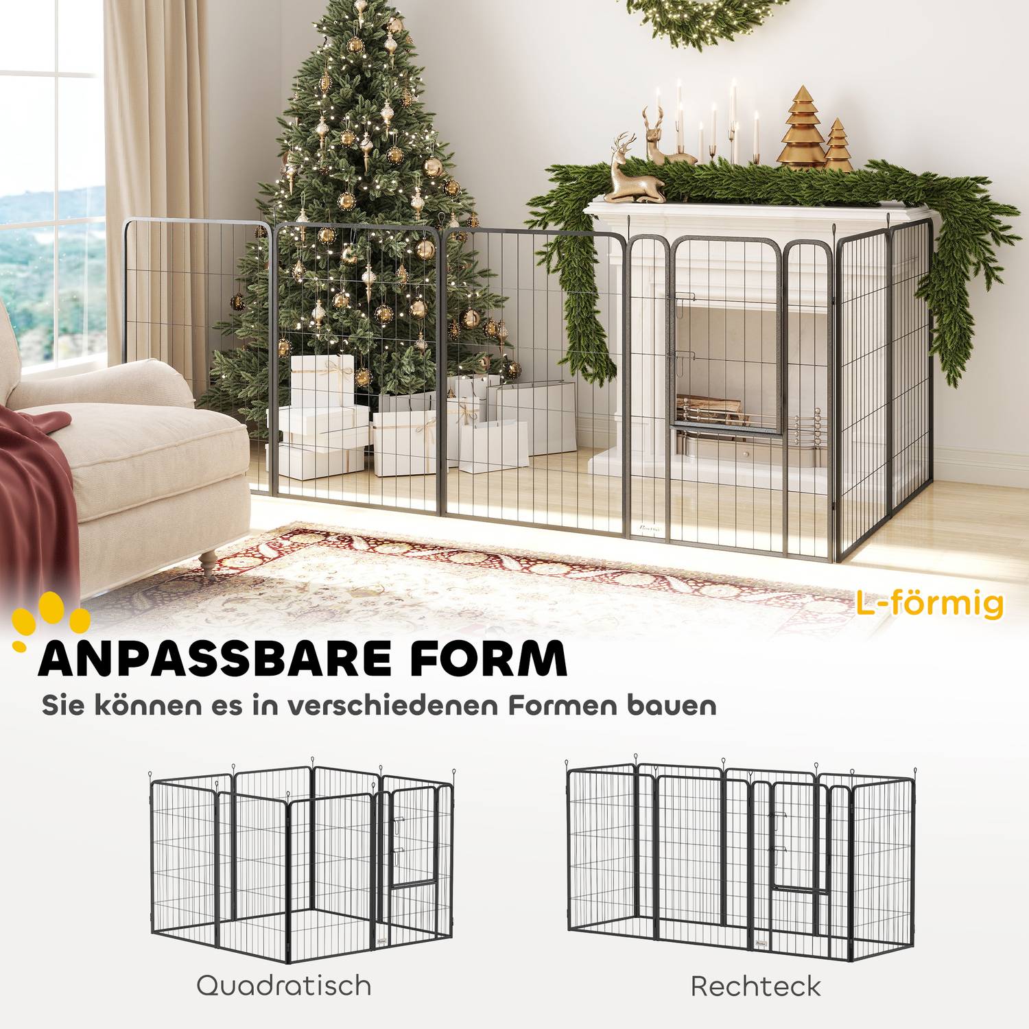 Utomhusvikbar valplekhage – 8-panel, 100 cm höjd