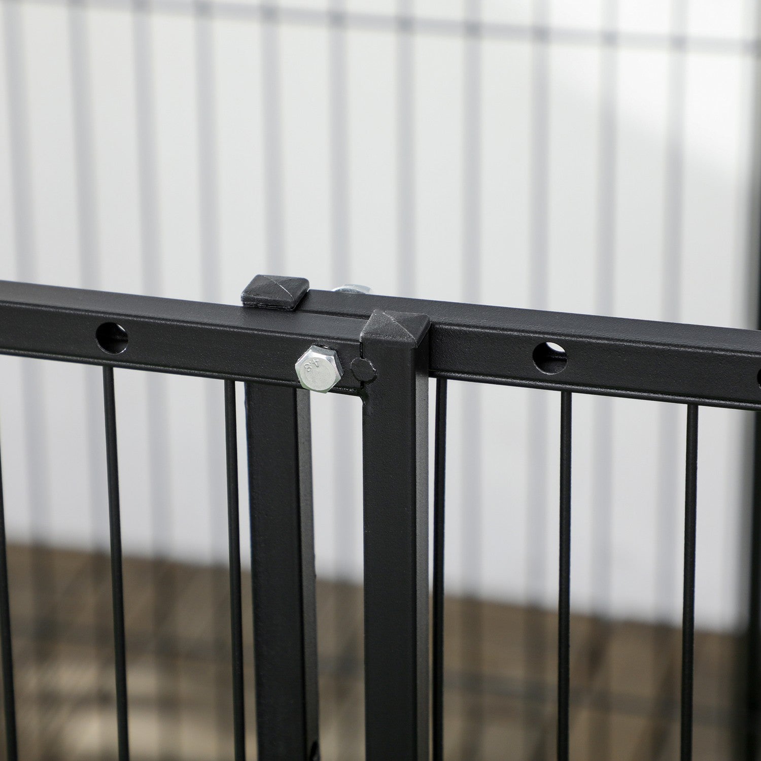 Valp lekhage med dörr, 6 paneler, inomhus/utomhus stål