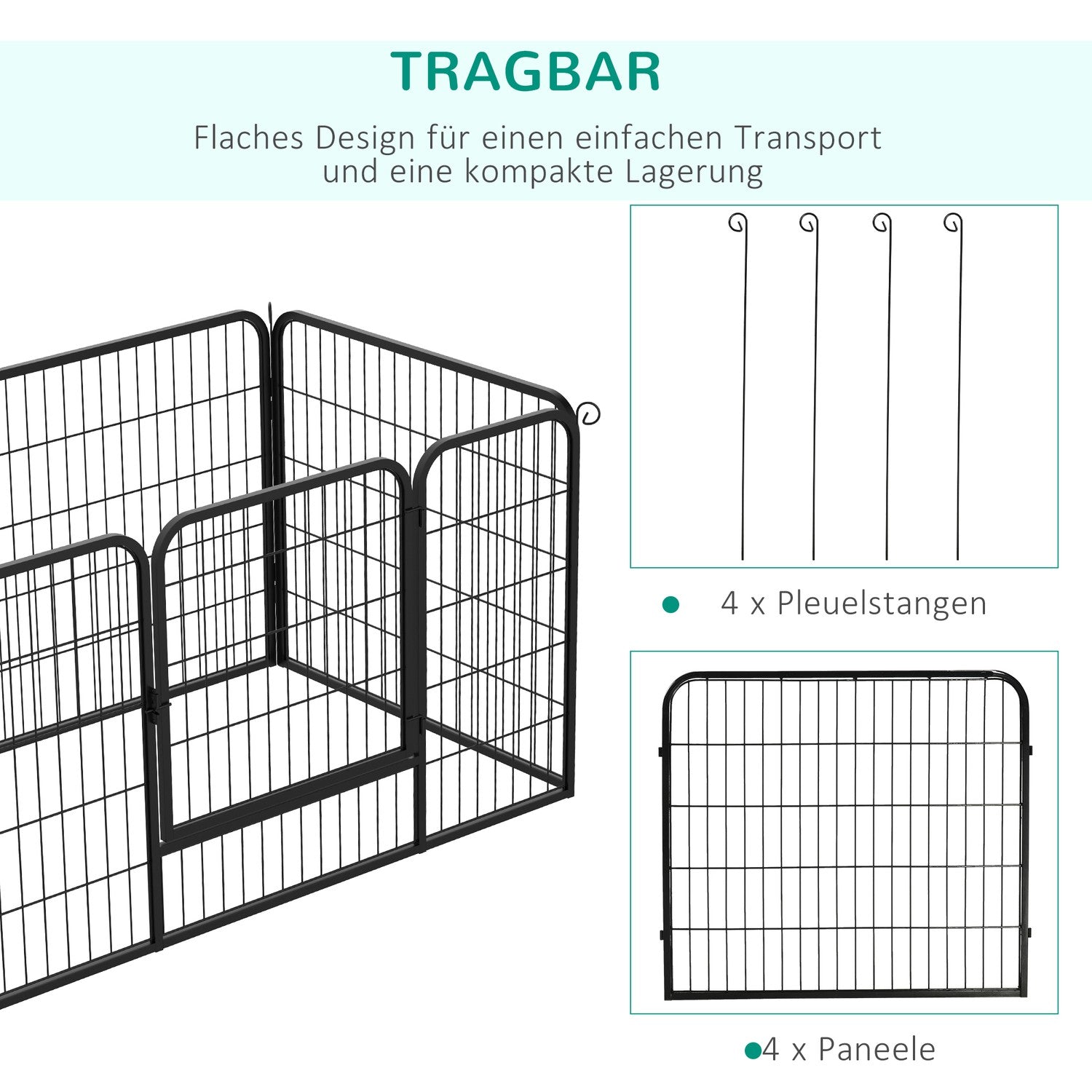Valp utomhus lekhage – 70 x 80 cm Bärbart staket