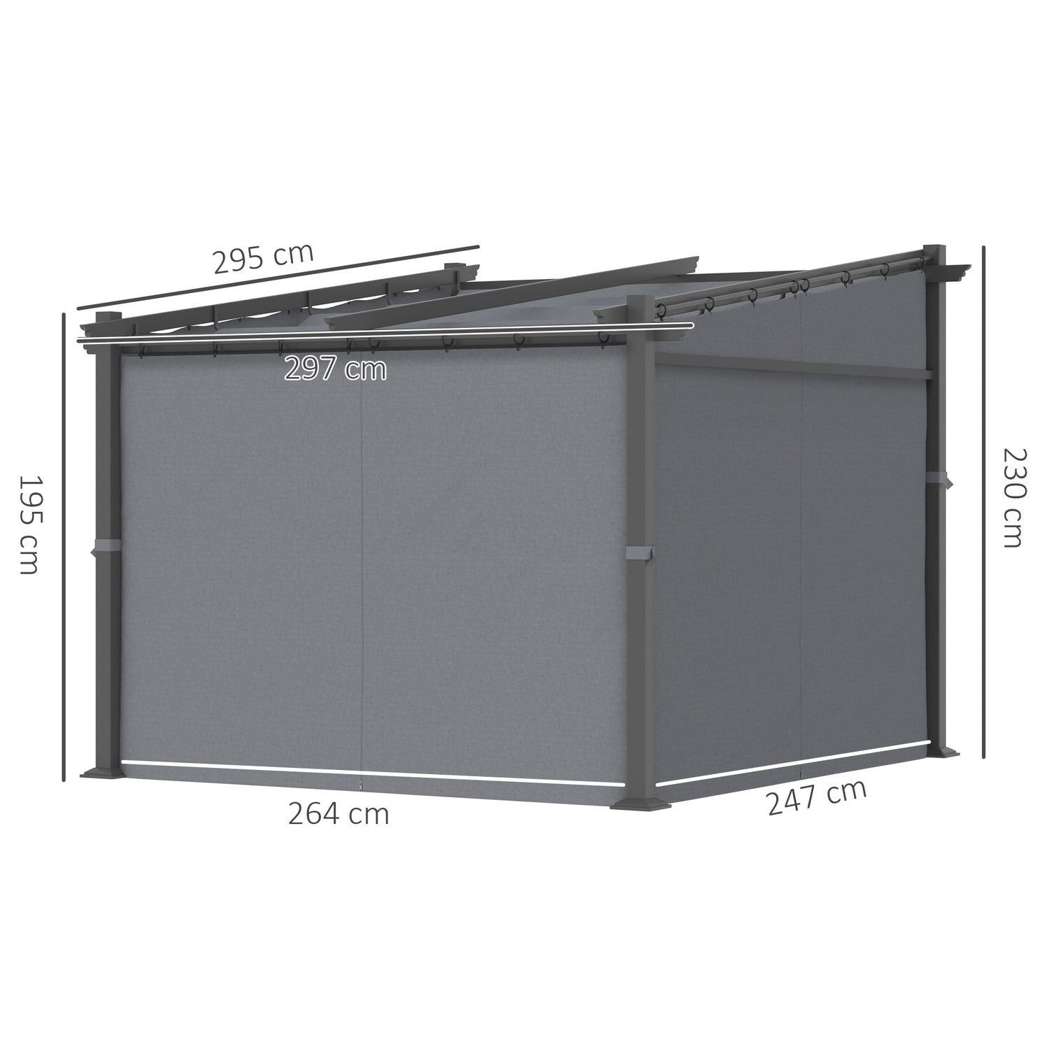 Vattenavvisande Gazebo 2,97x2,95M med solskydd och paneler