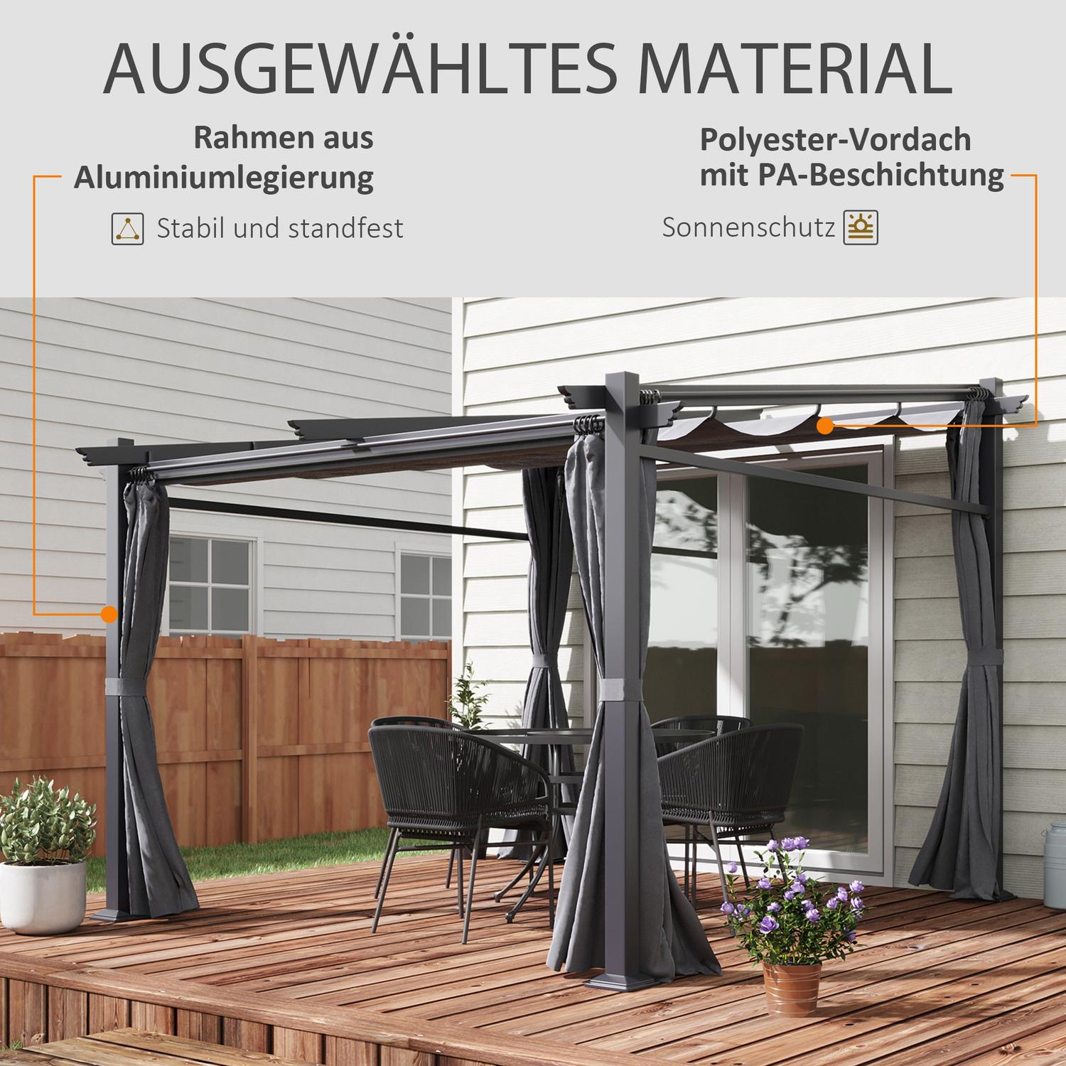 Vattenavvisande Gazebo 2,97x2,95M med solskydd och paneler