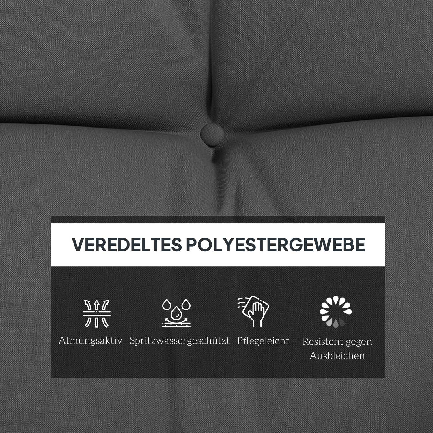 Vattenavvisande mörkgrå sittdynor, 150x50 cm, set om 4