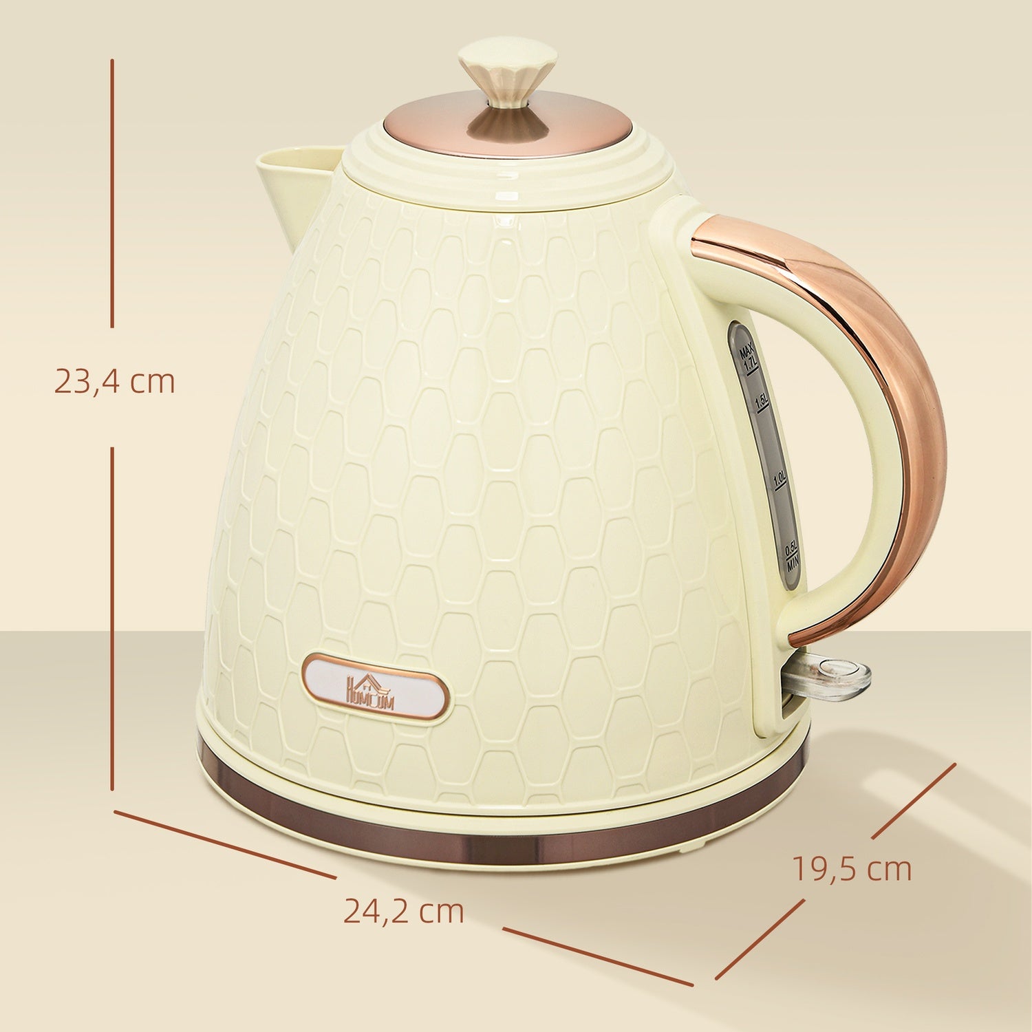 Vattenkokare, 2200W, Fönster, Filter, Beige
