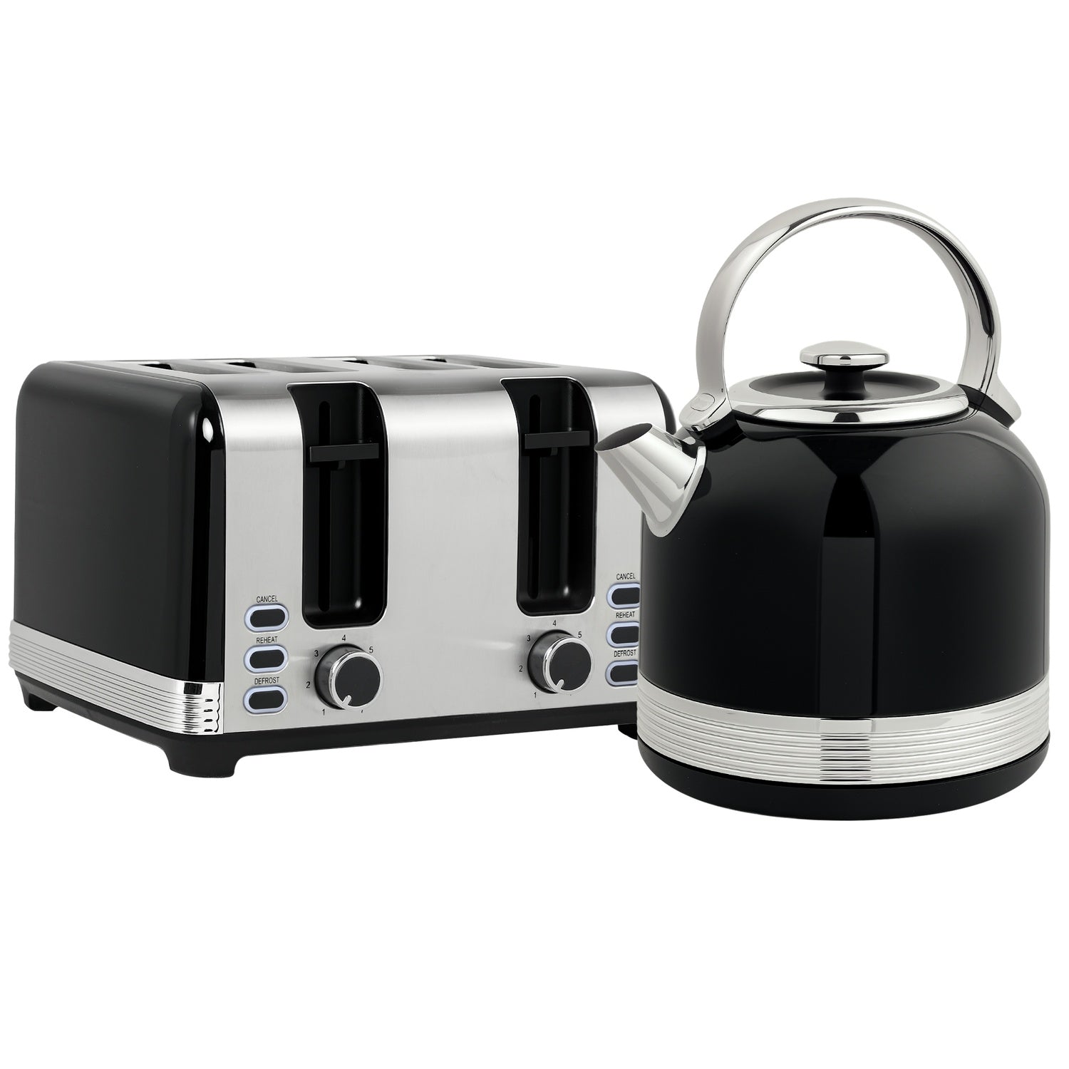 Vattenkokare och brödrostset, 7 bryningsnivåer, 1,7 l, svart