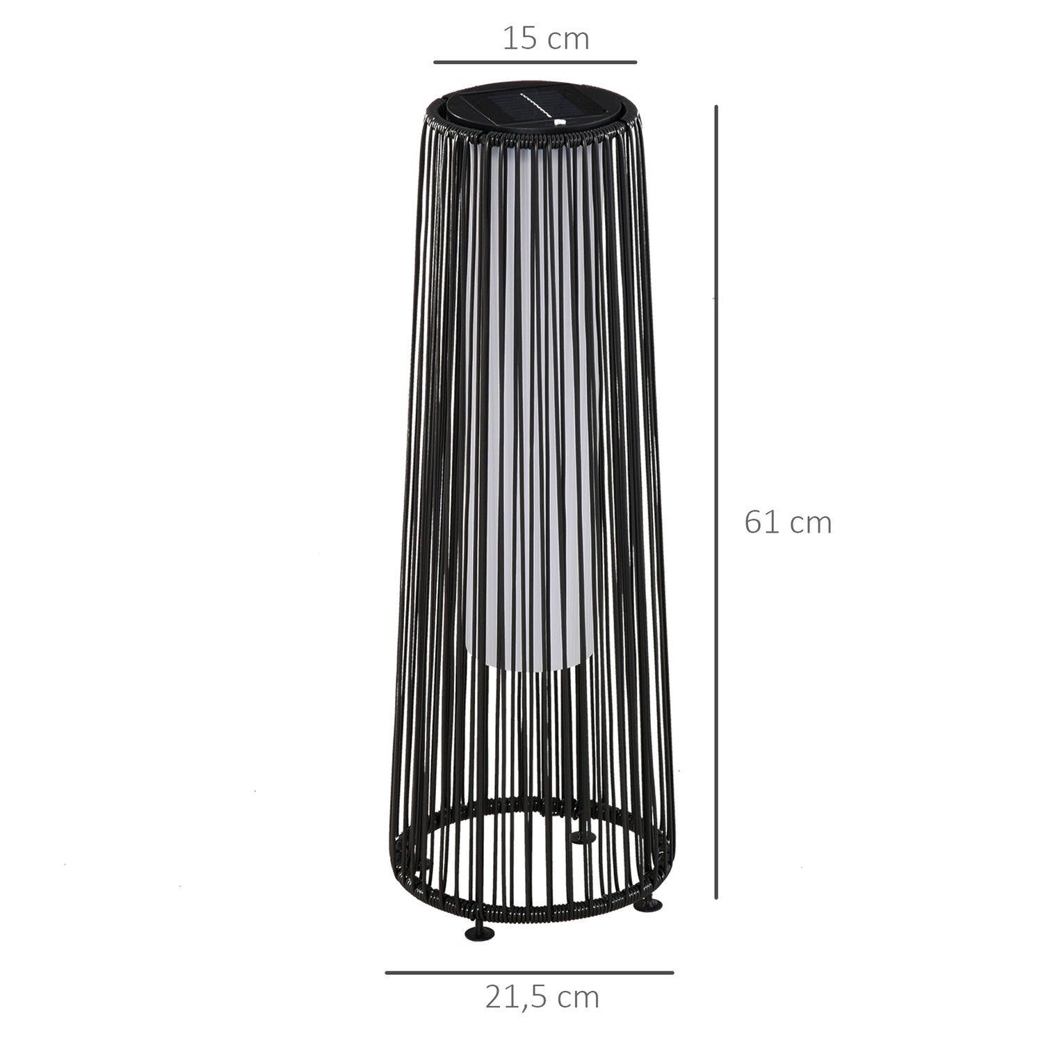 Vattentät Solar Garden Light med Sensor, Svart, 21,5x61 Cm