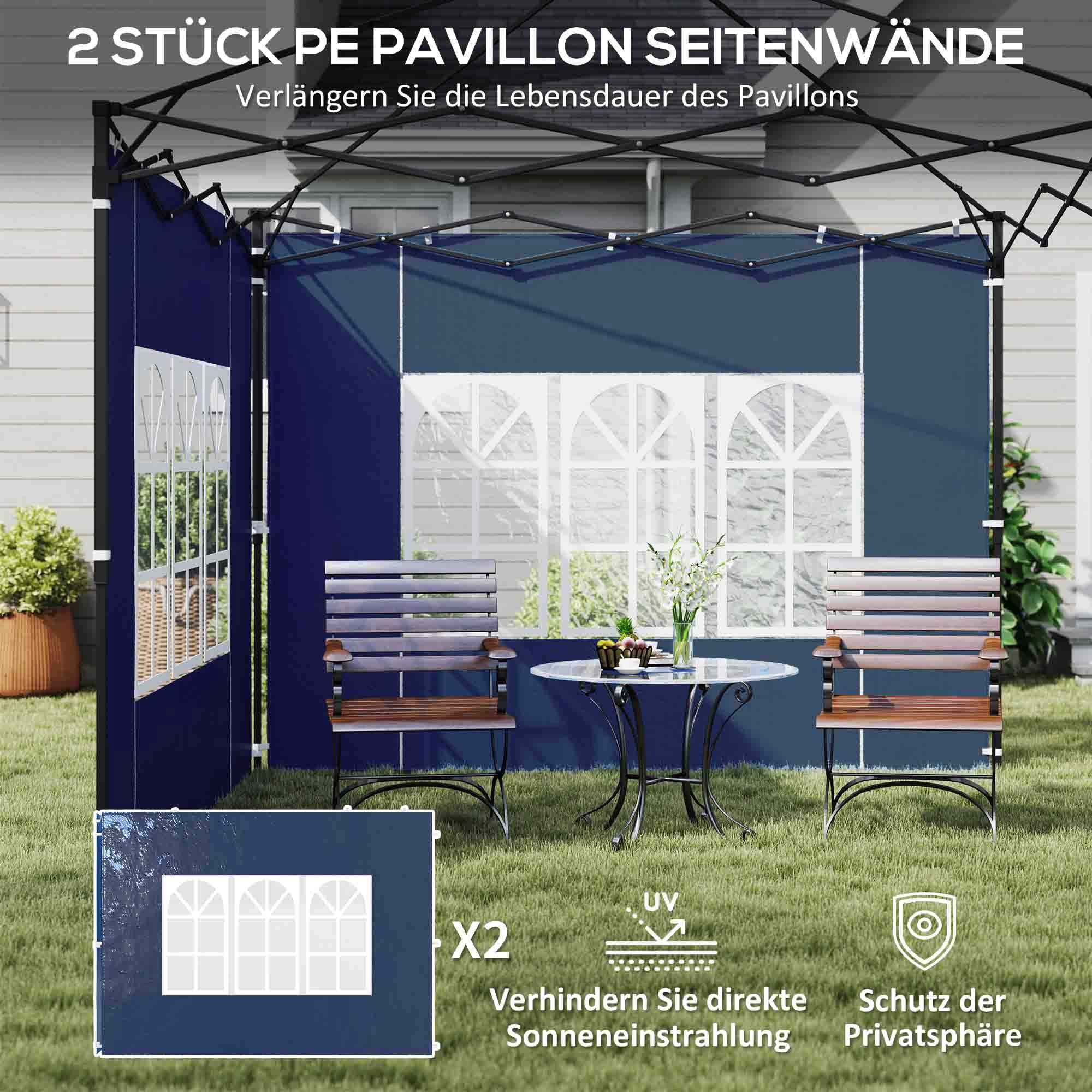Vattentäta sidopaneler till paviljong med fönster, blå, 2-pack