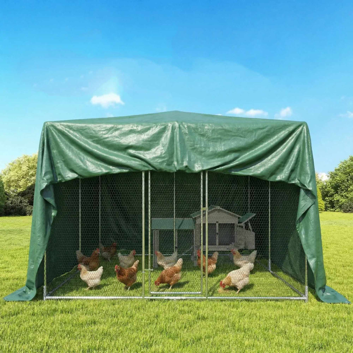 Vattentät presenning 4x6m, rivtålig, UV-stabil, grön