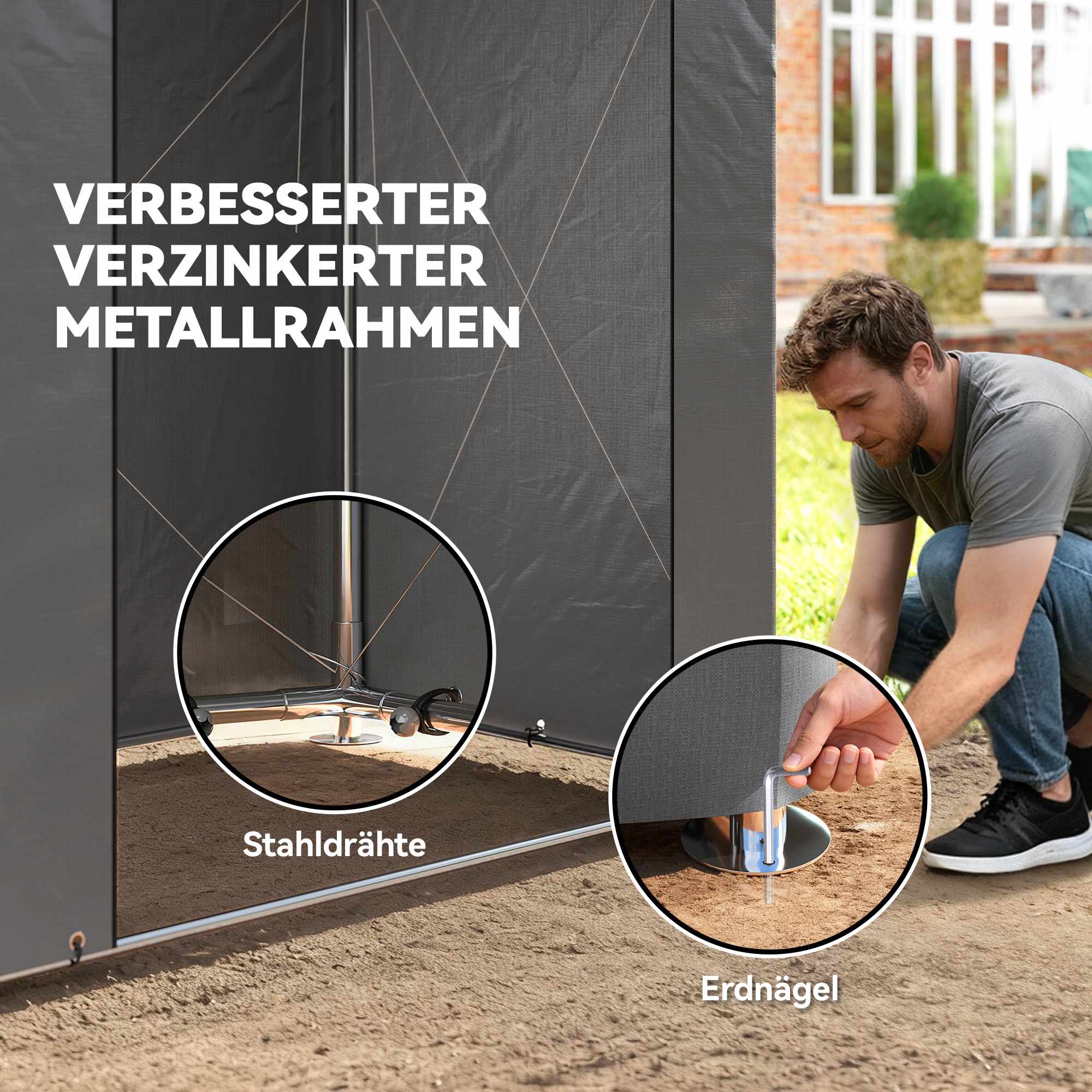 Vattentätt förvaringstält 1,9x1,2m med rulldörr