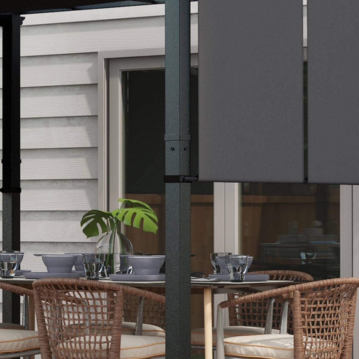 Väderbeständig Gazebo Pergola 3,5x3m – Mörkgrå altantak