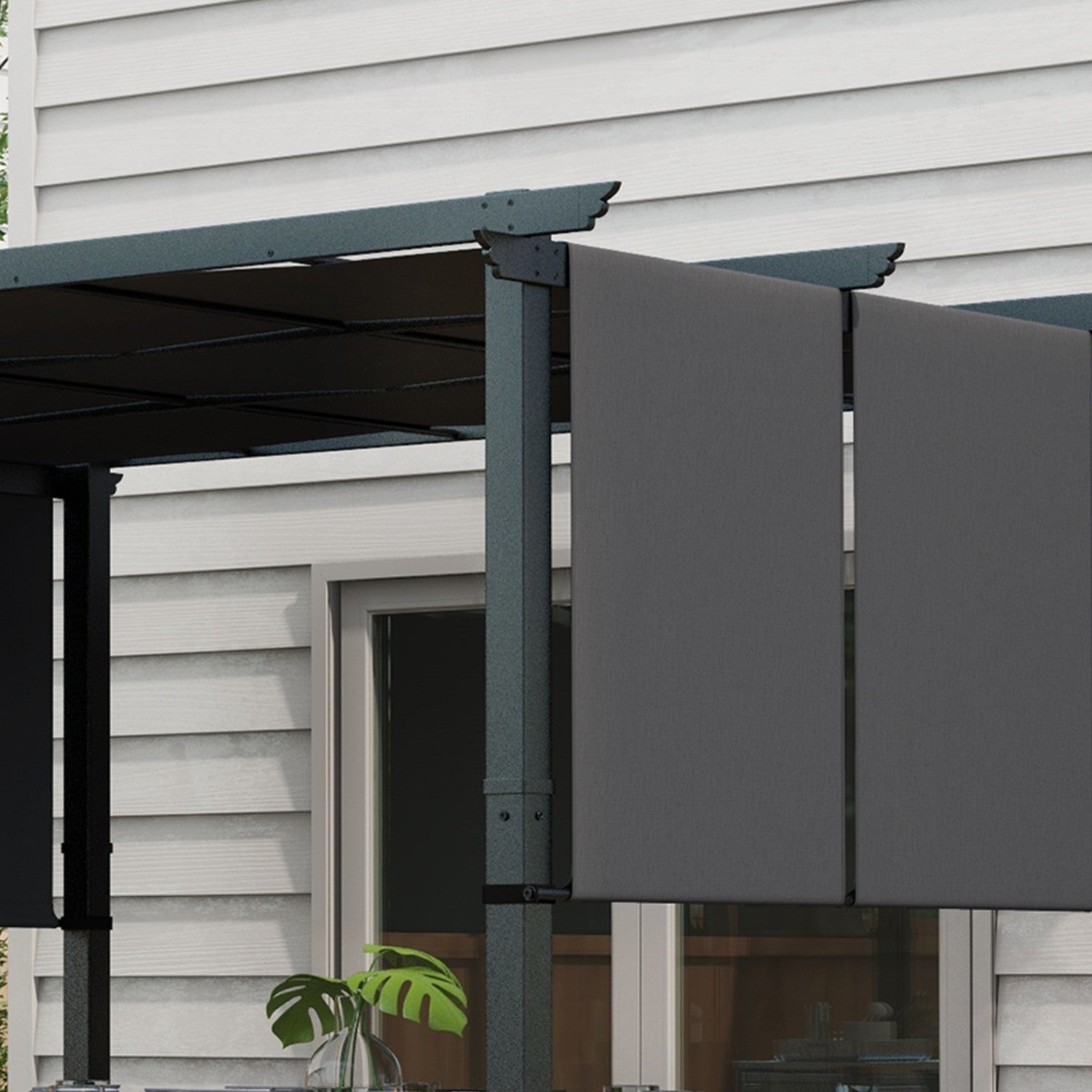 Väderbeständig Gazebo Pergola 3,5x3m – Mörkgrå altantak