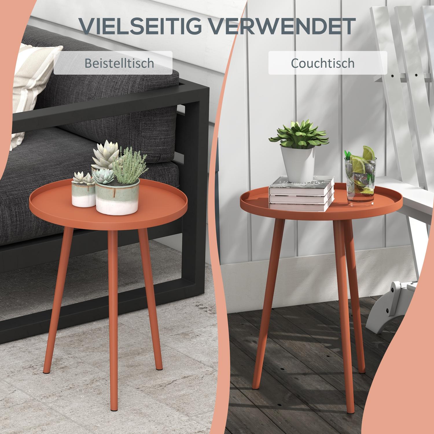 Väderbeständigt rundstål utomhus sidobord, Ø40x50H cm