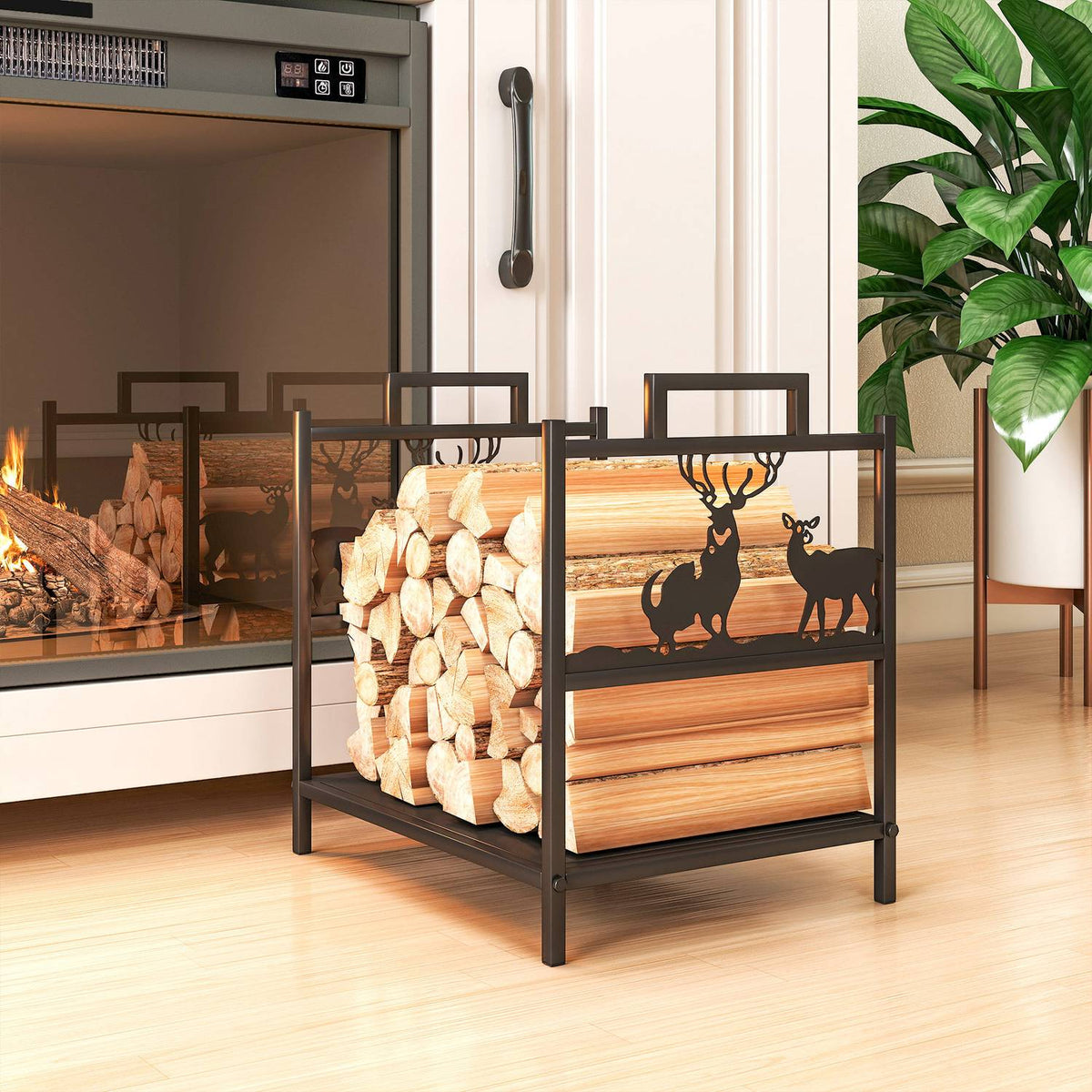 Vedställ för inomhusbruk, metall, 42,5x33,5x43 cm