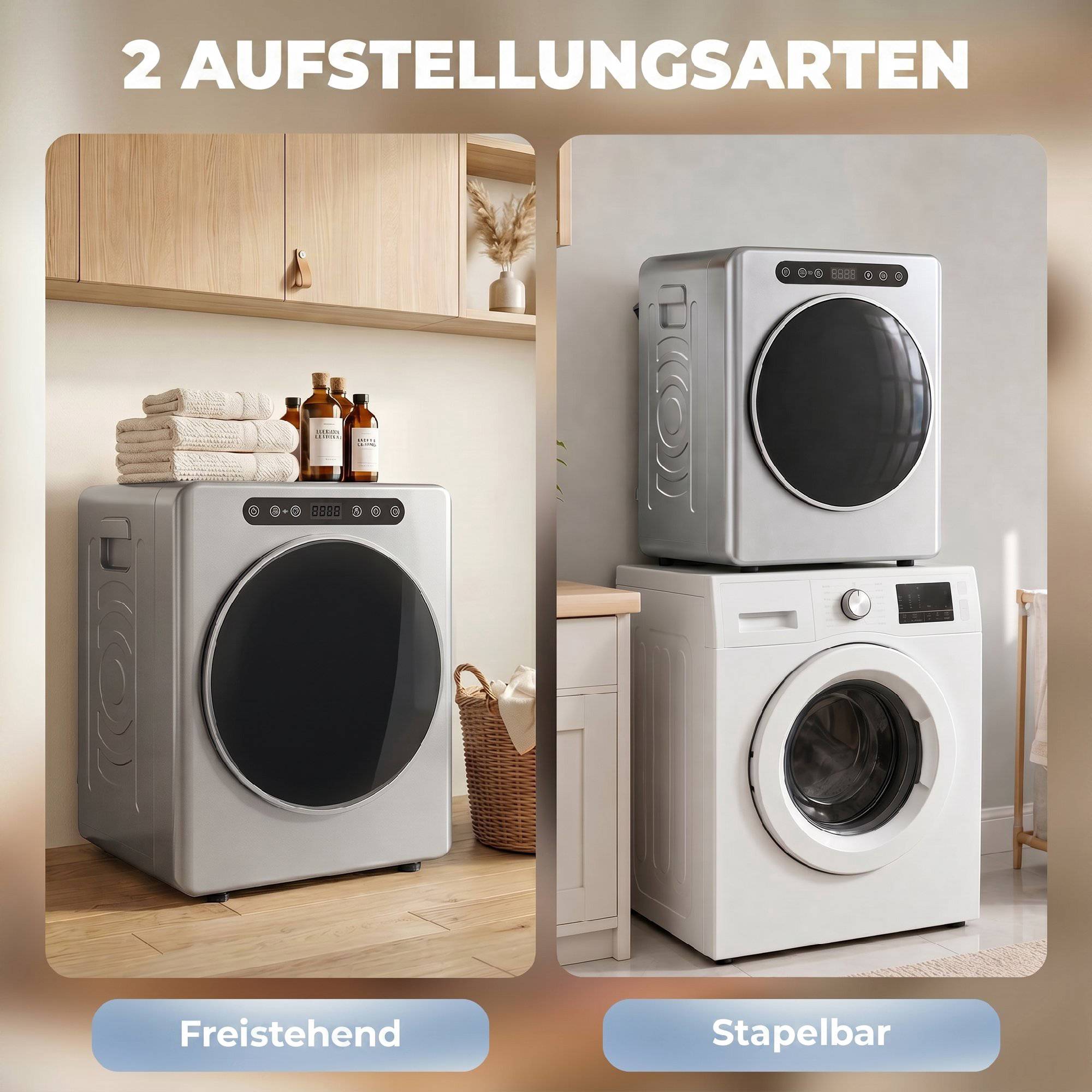 Ventilerad torktumlare 5 kg, 1000 W, kompakt, silver