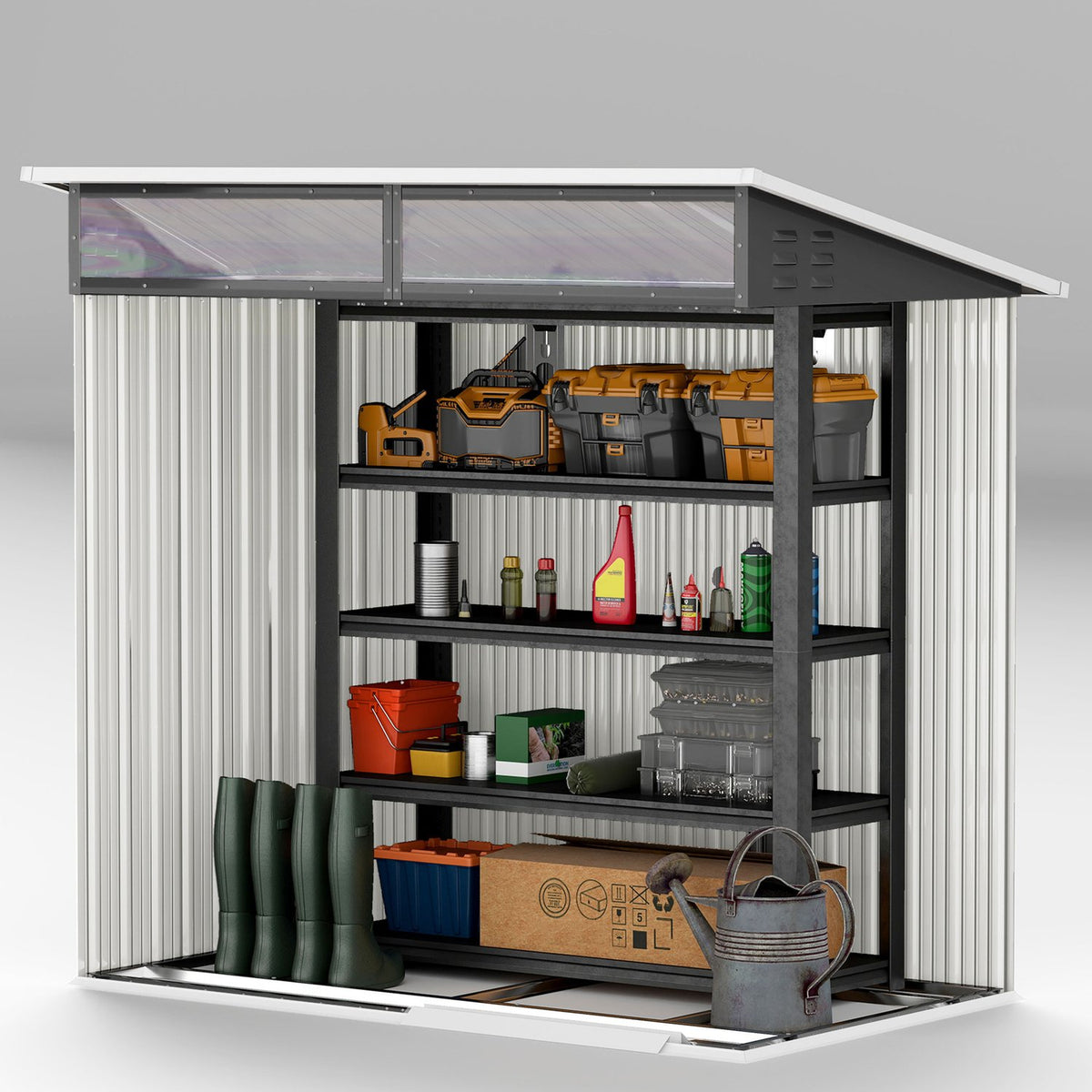 Abri à outils en métal 1,9 m² avec porte coulissante et fenêtre