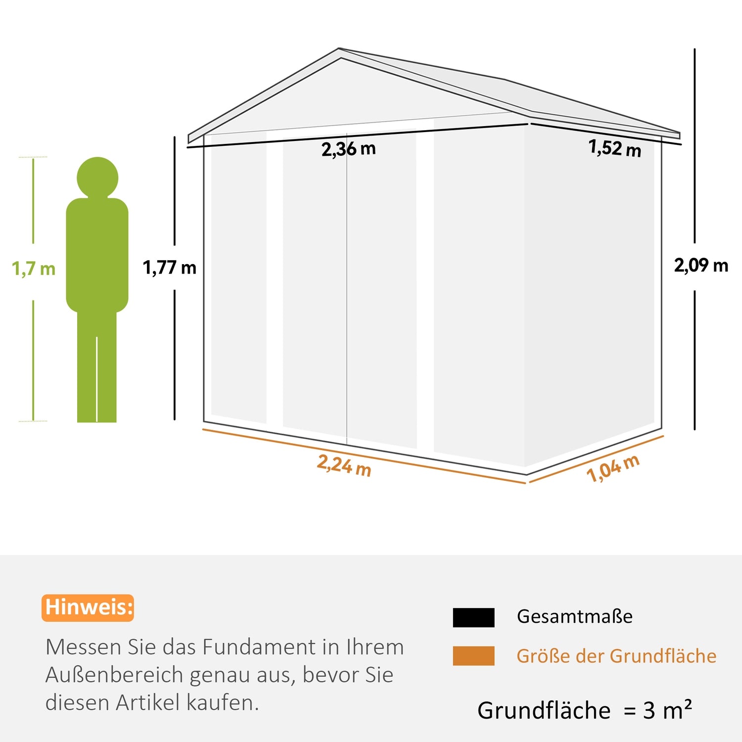 Verktygsskjul i metall med sadeltak, trälook, 3 m²