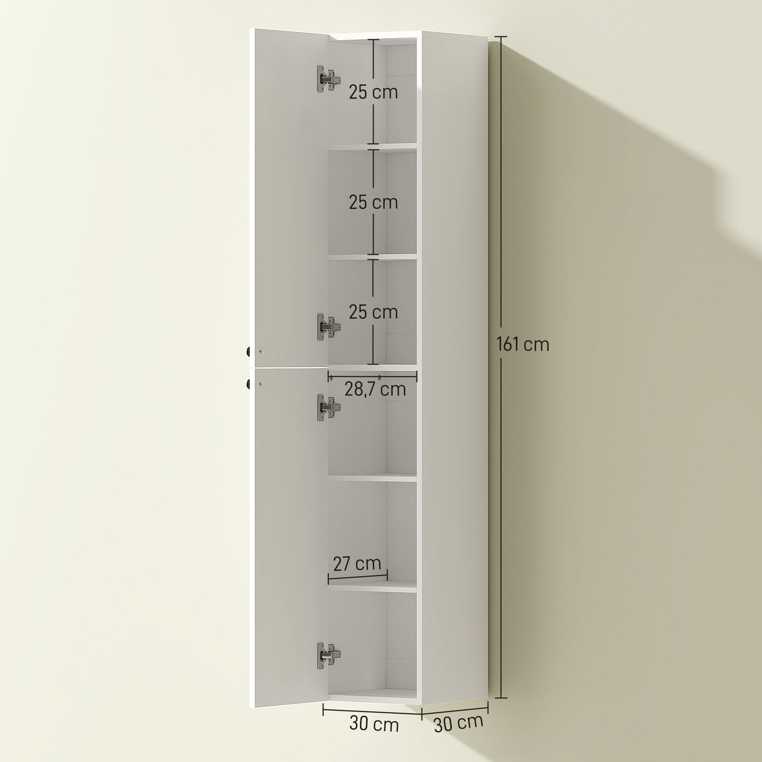 Vägghängt badrumsskåp, vit MDF, 161 cm