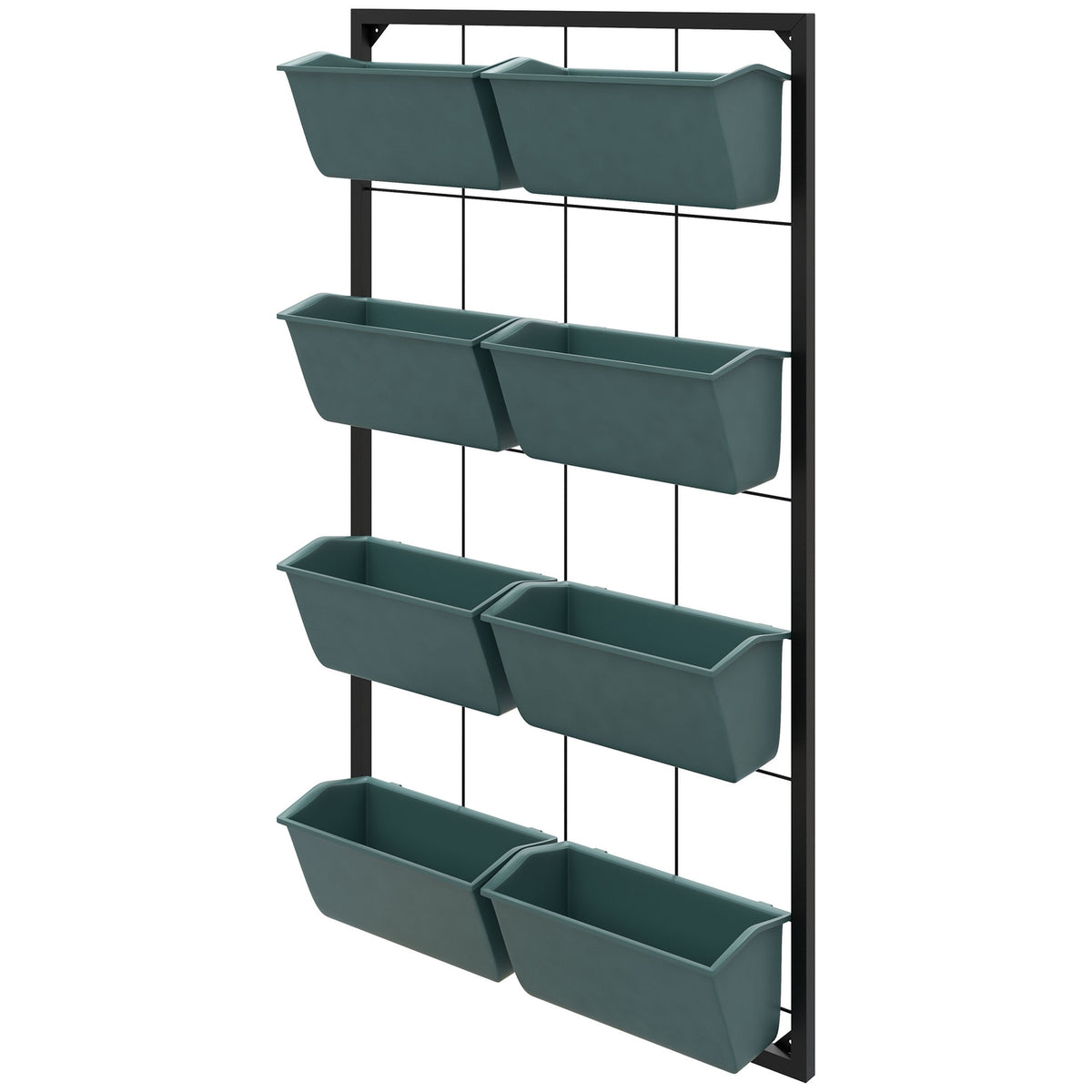 Support à fleurs mural avec 8 pots – vert foncé