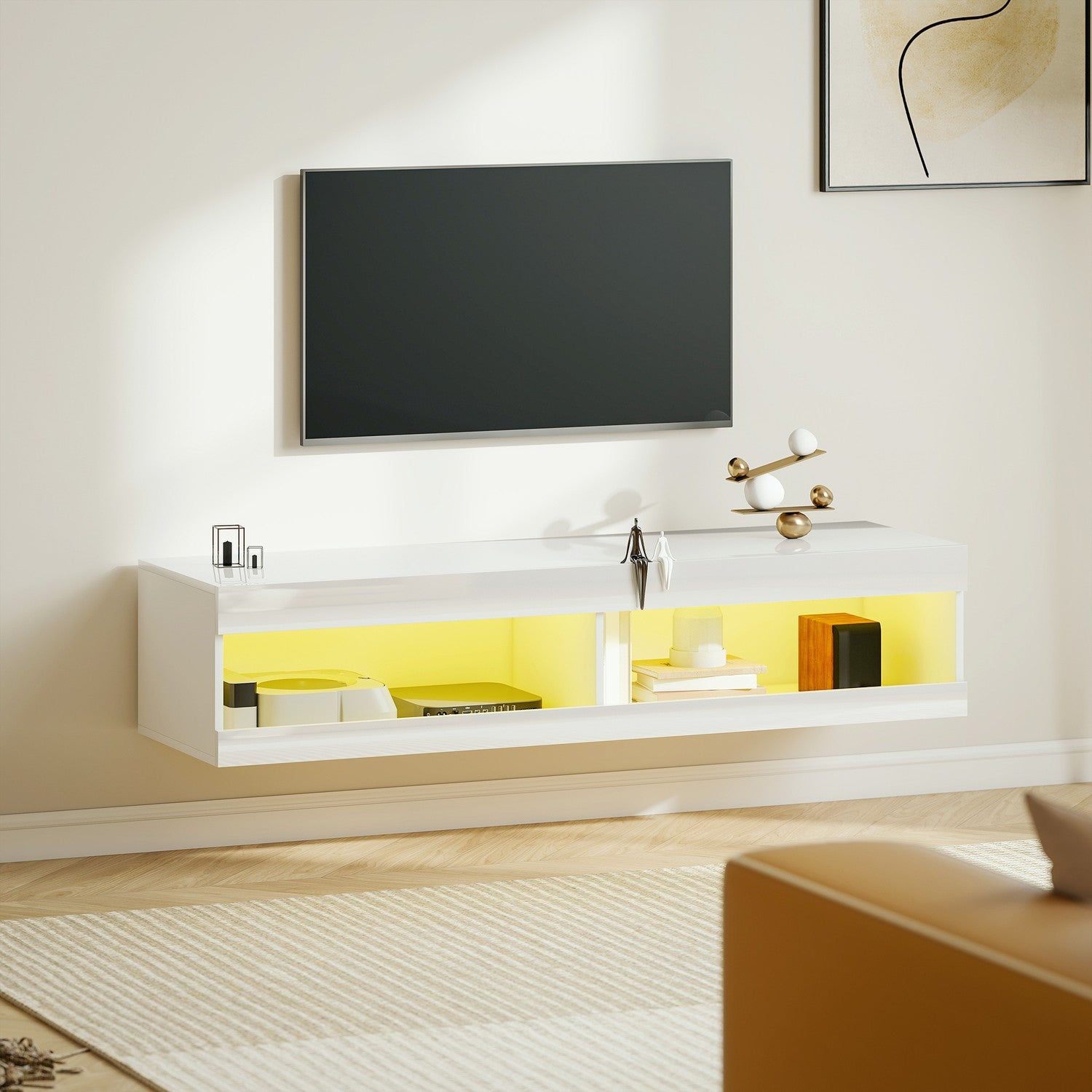 Väggmonterat TV-stativ med RGB LED för 55-60 tums TV-apparater