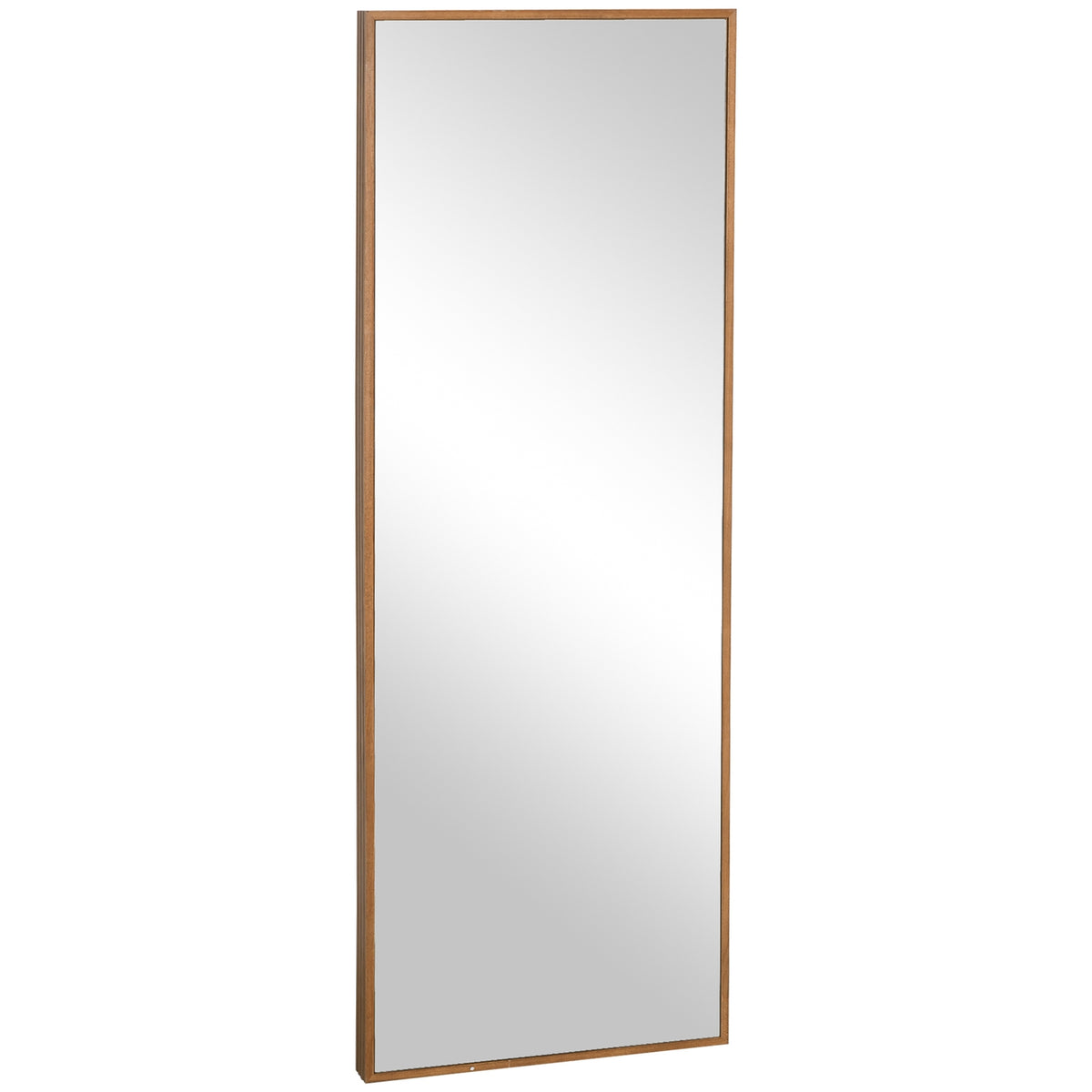 Miroir mural 125x45 cm – cadre en bois, finition naturelle