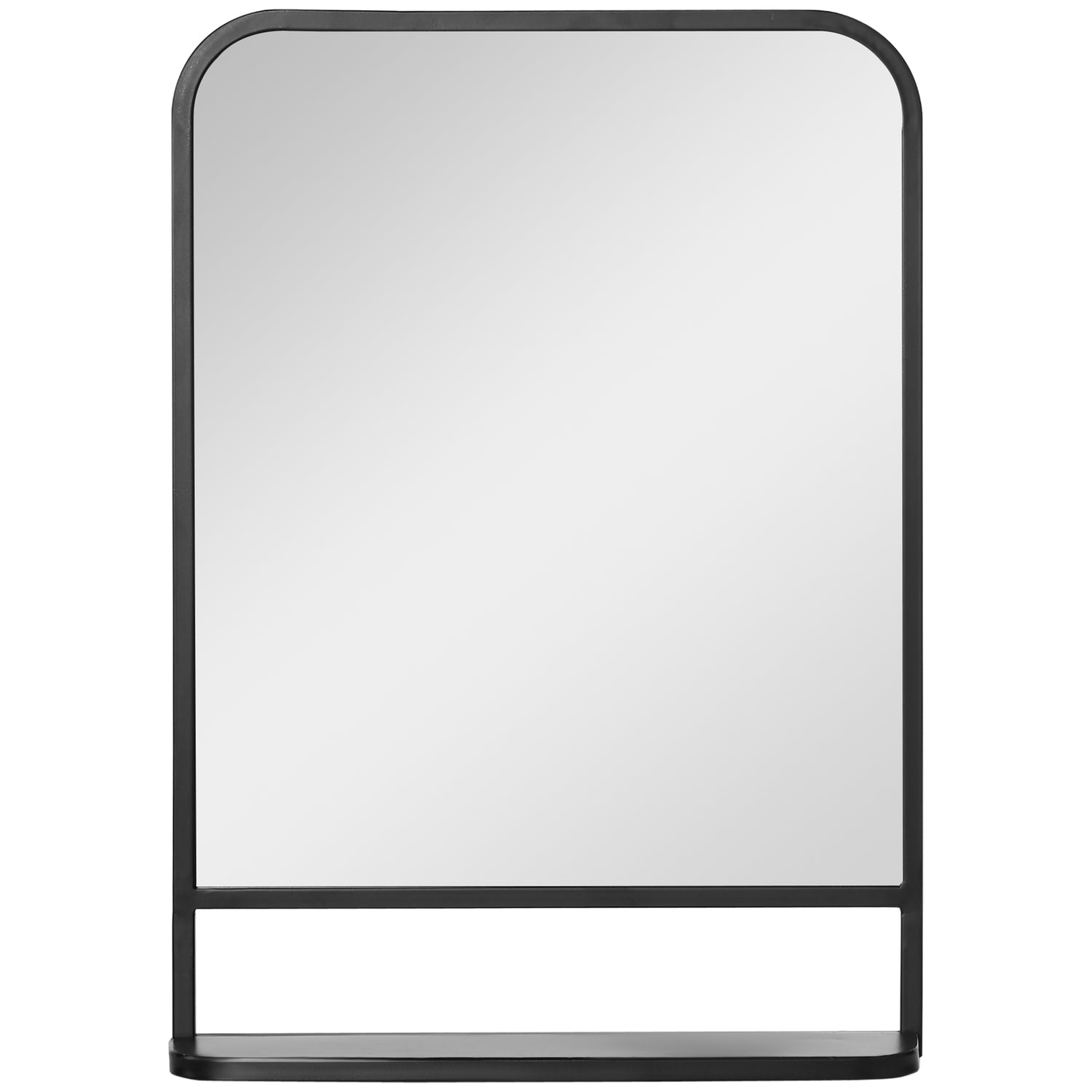 Väggspegel med hylla – 70x50cm, rektangulär, svart