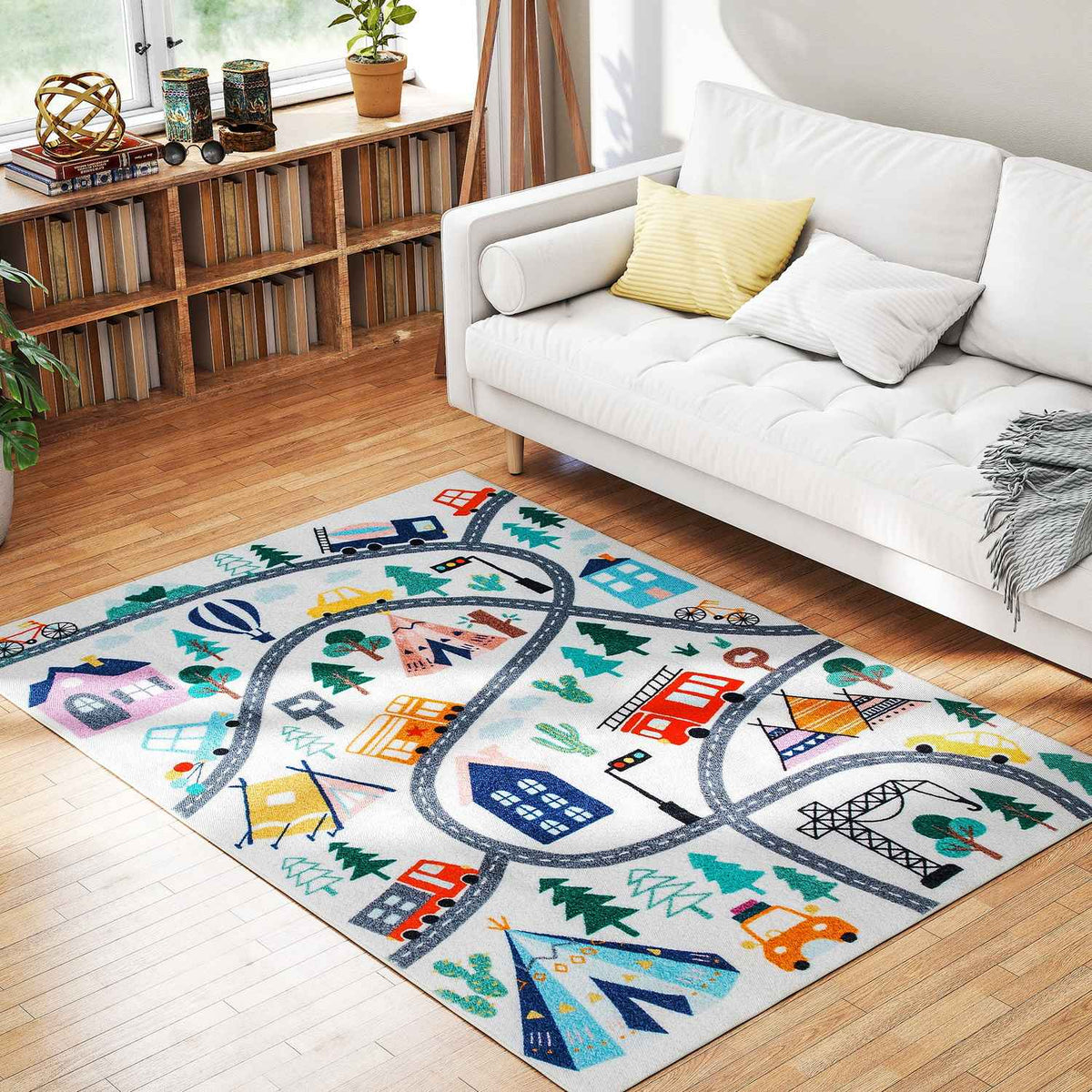 Vägmönster för barn matta, mjuk fleece, halkfri, 160x120 cm