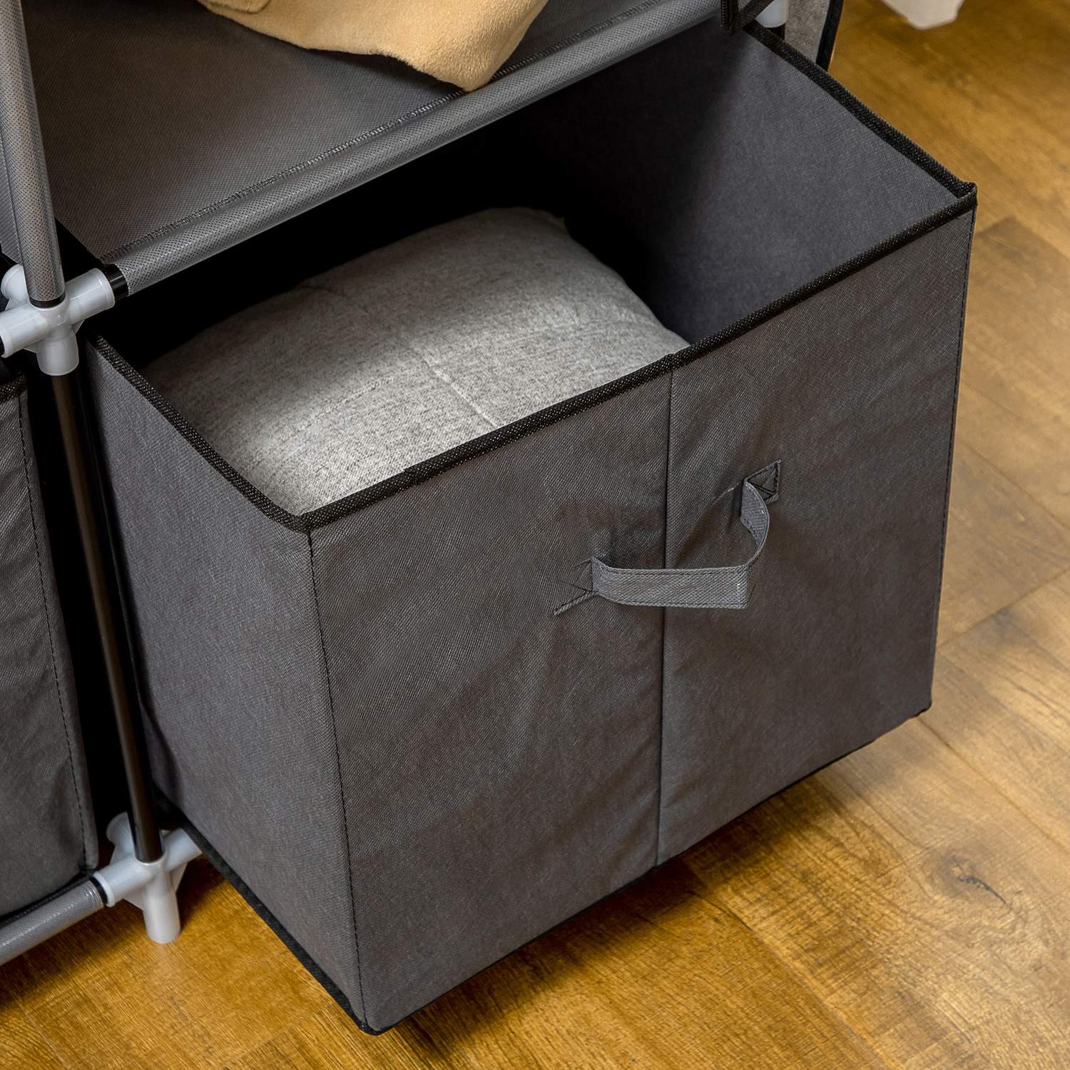 Vikbart garderobsskåp, dragkedja, non-woven, mörkgrå