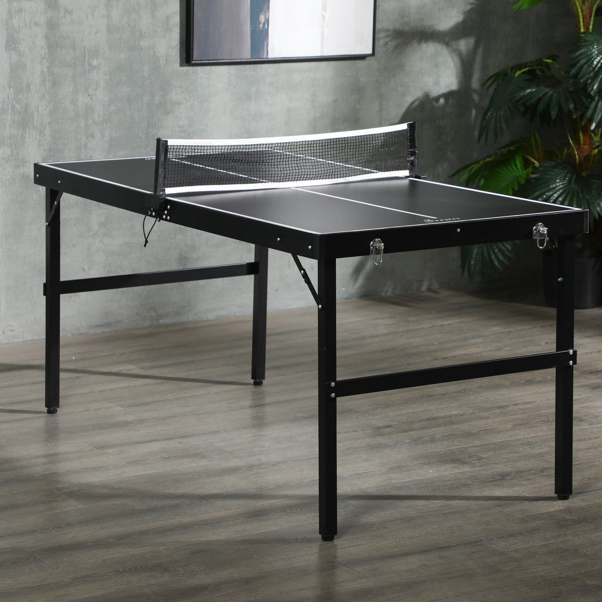 Mini set de ping-pong pliable avec filet – aluminium noir